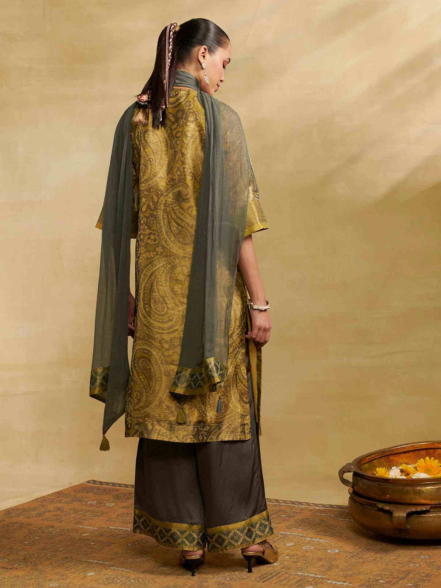 Golden Tissue Festive Suit Set