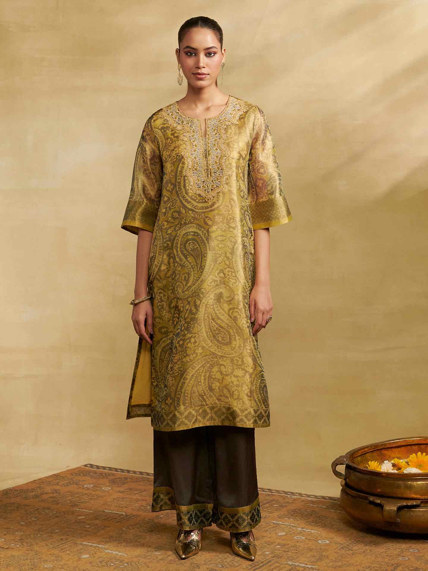 Golden Tissue Festive Suit Set