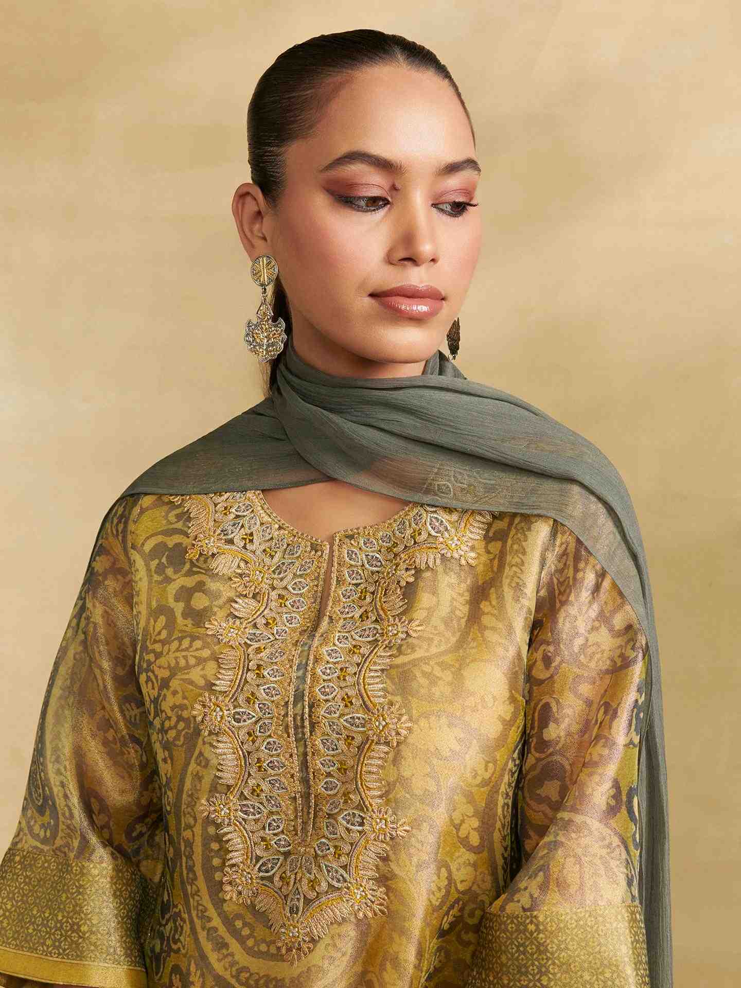 Golden Tissue Festive Suit Set