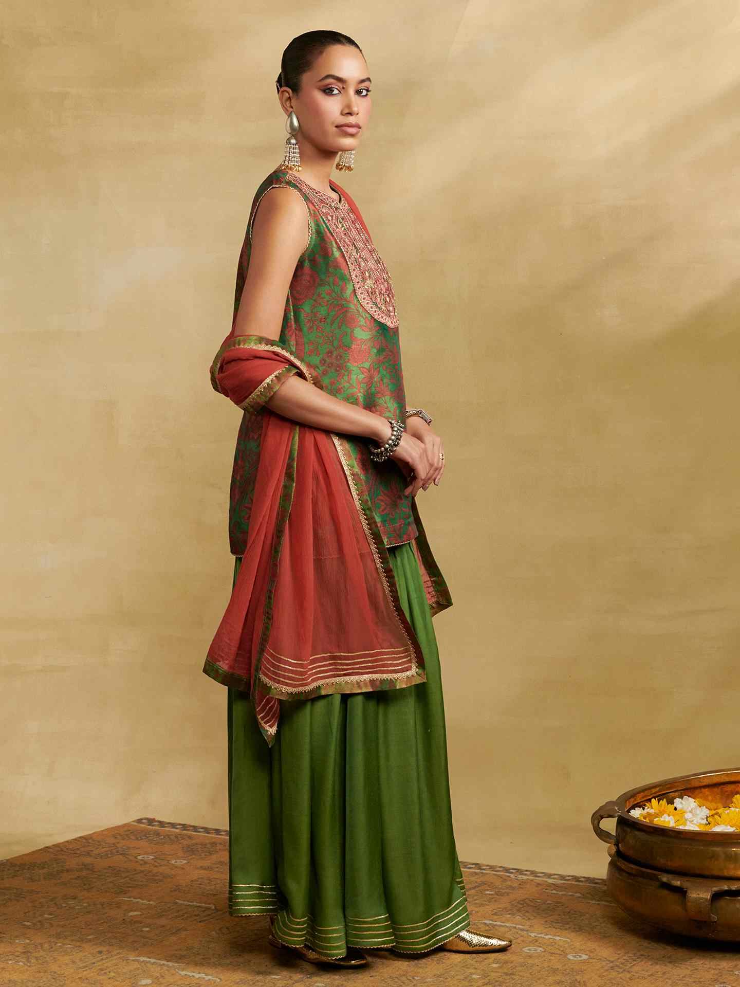 Green Tissue Festive Suit Set
