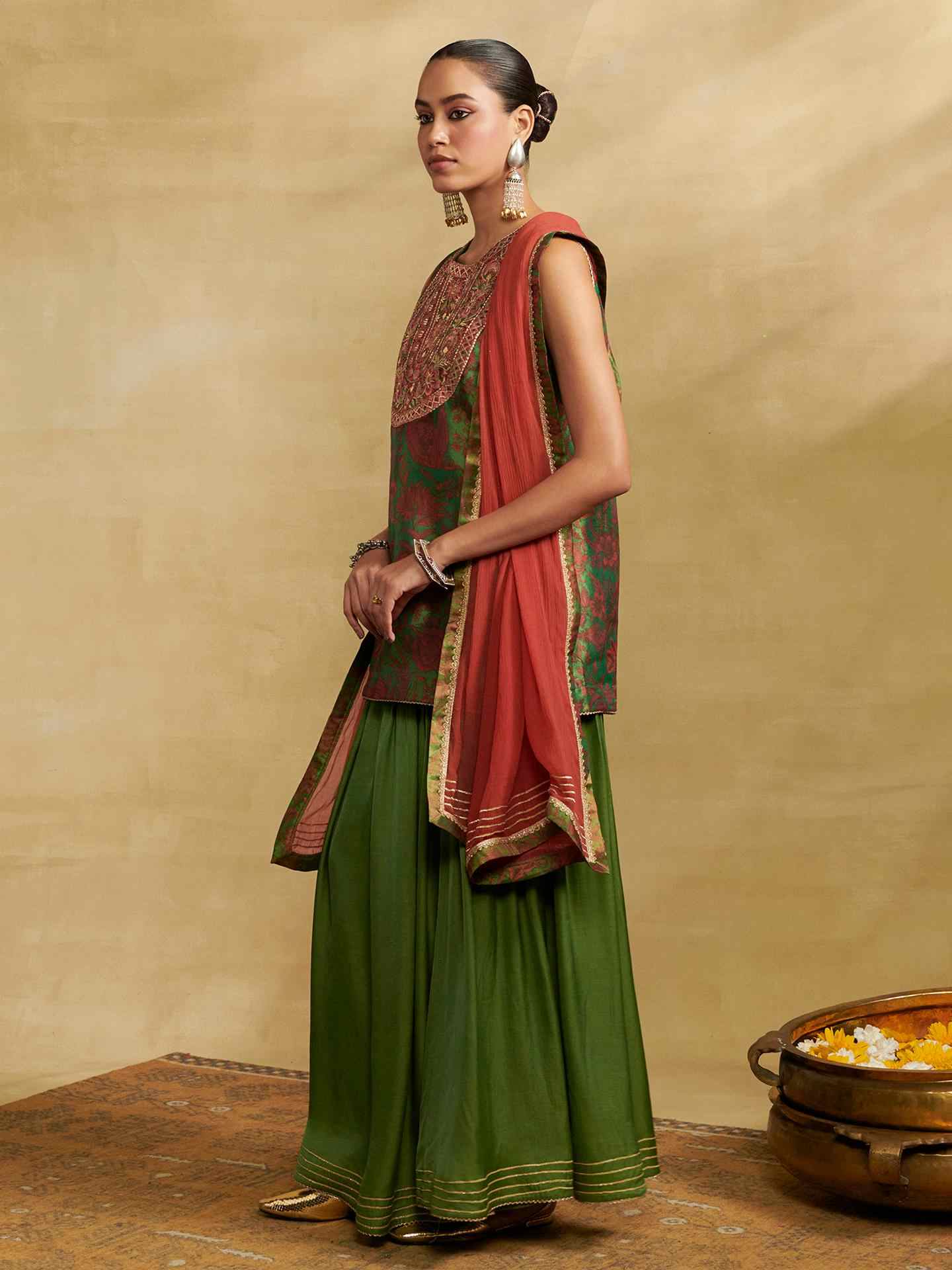 Green Tissue Festive Suit Set