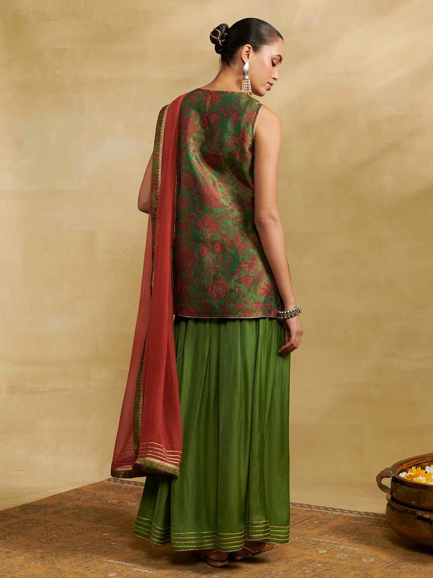Green Tissue Festive Suit Set