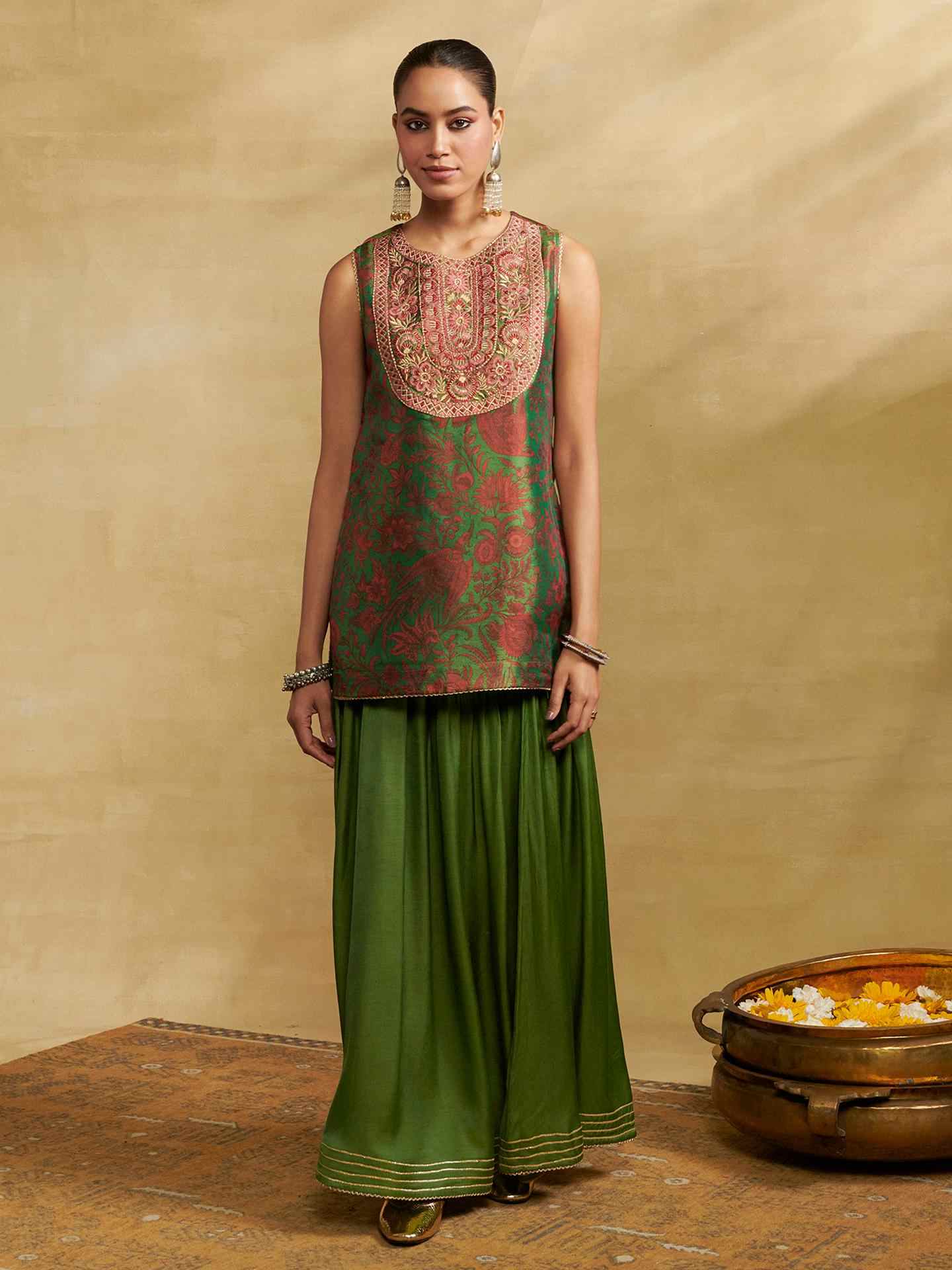 Green Tissue Festive Suit Set
