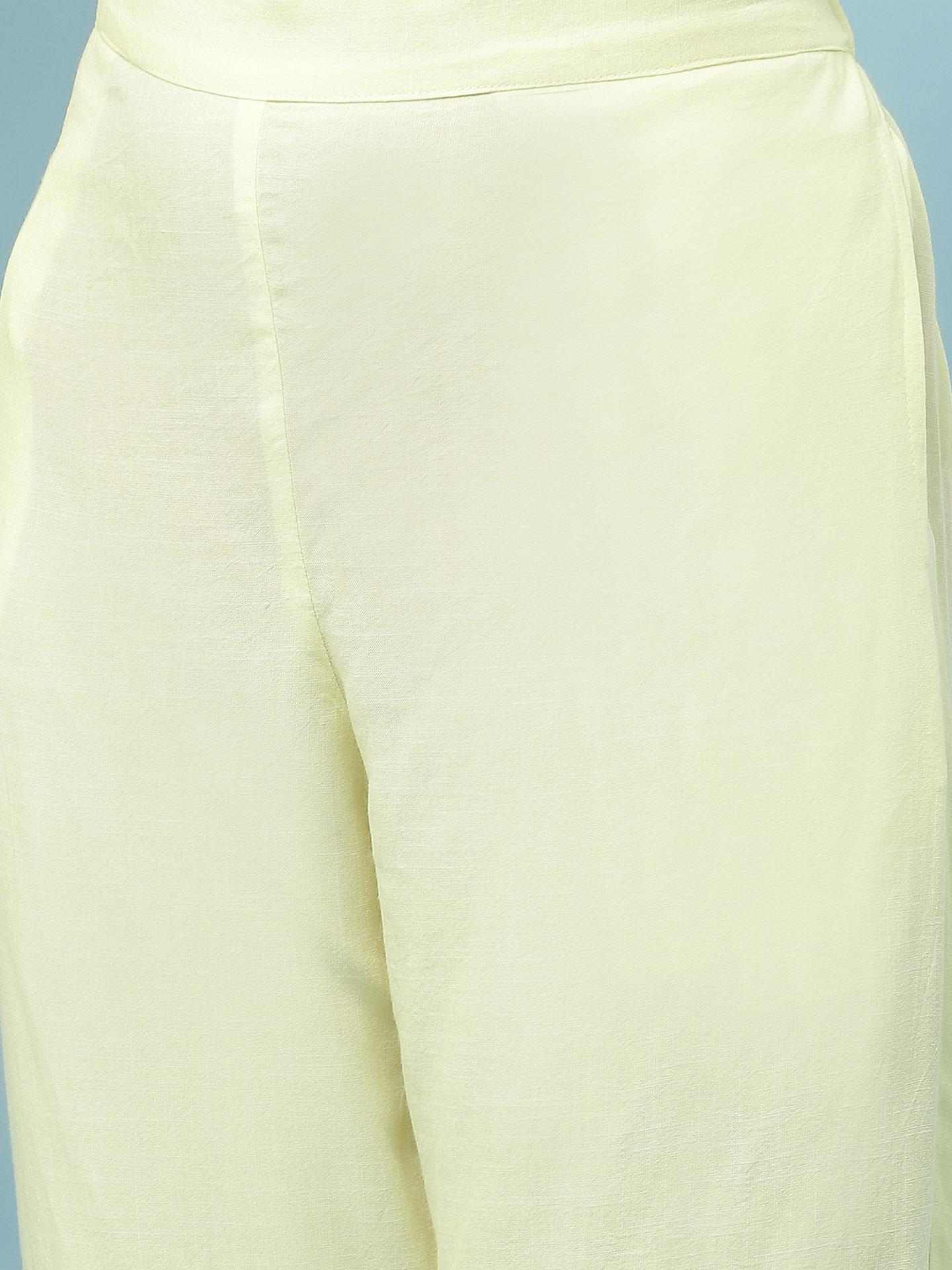 Lemon Yellow Paisely Solid Anarkali Suit