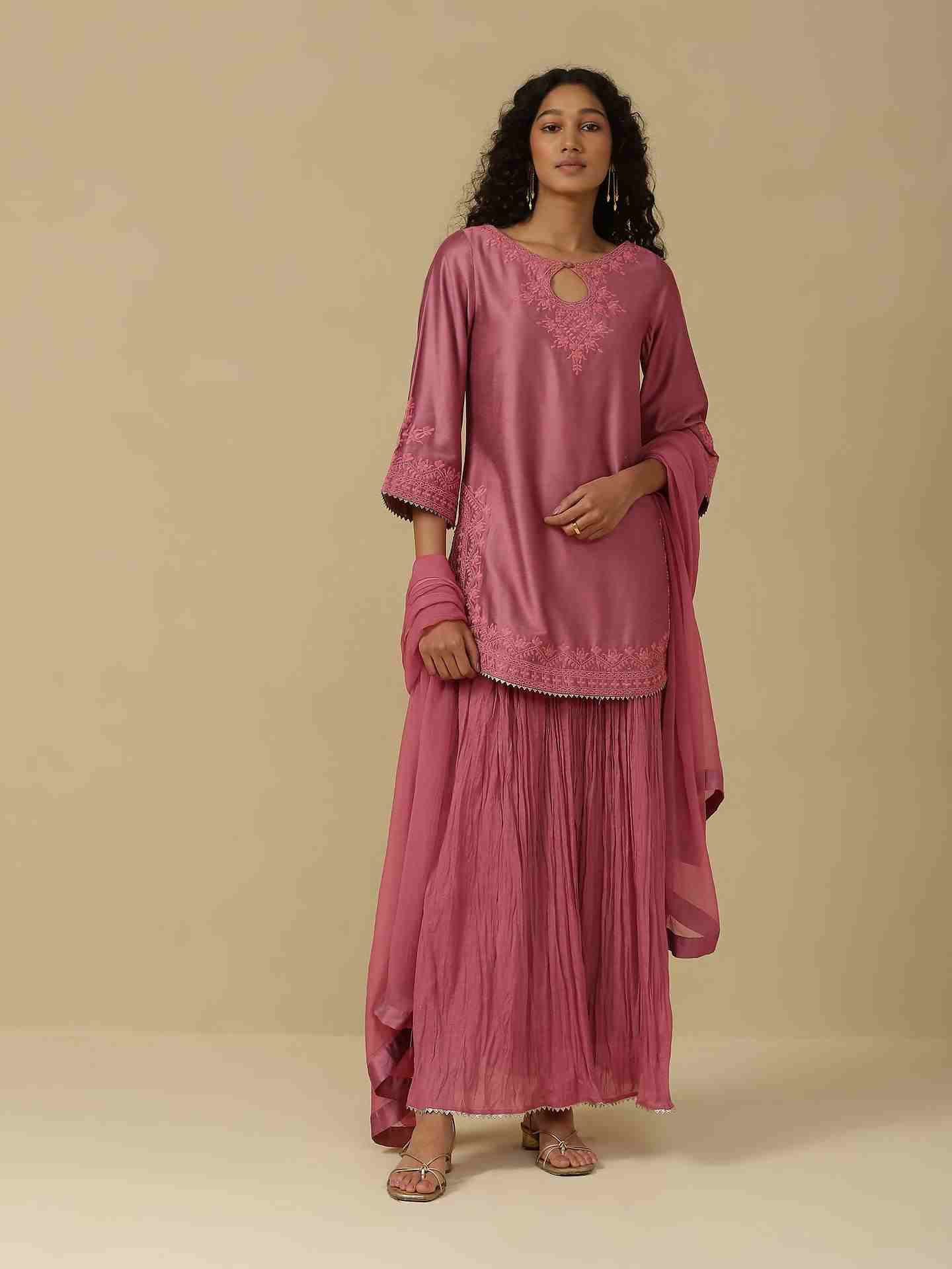 Pink Firosa Festive Sharara Suit