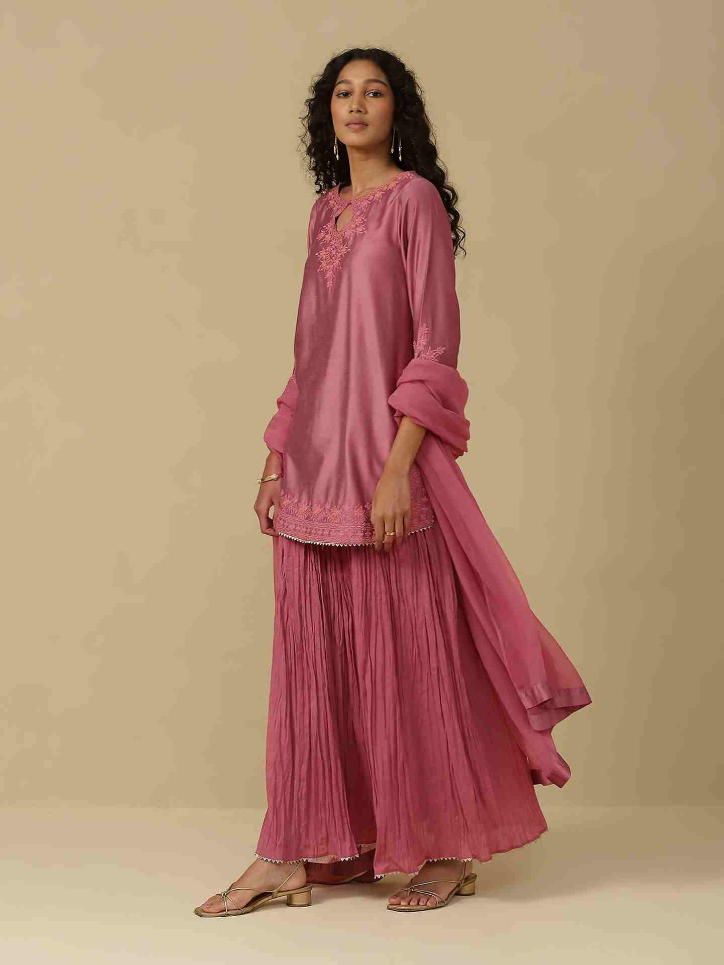Pink Firosa Festive Sharara Suit