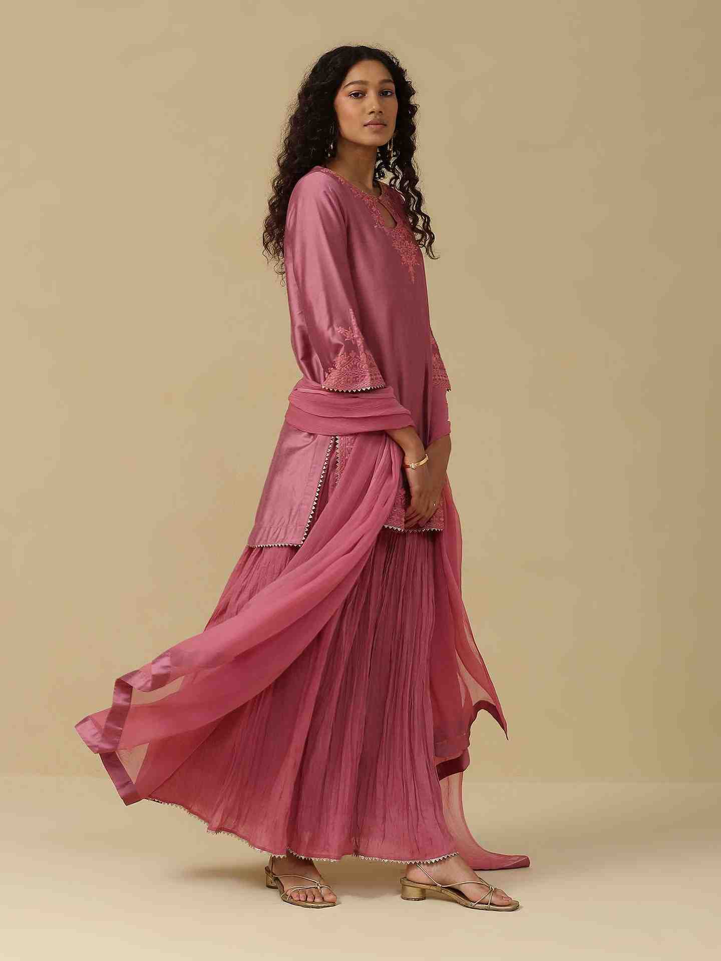 Pink Firosa Festive Sharara Suit