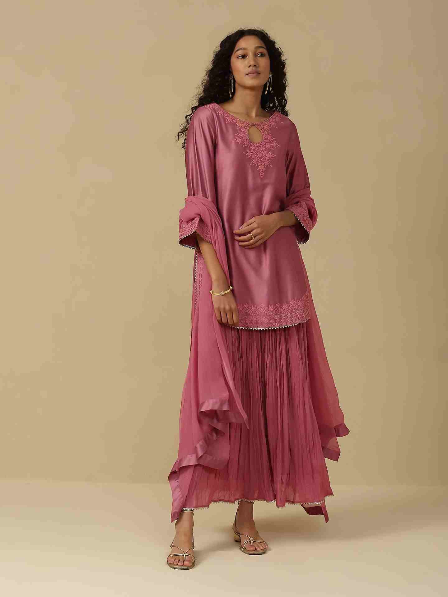Pink Firosa Festive Sharara Suit