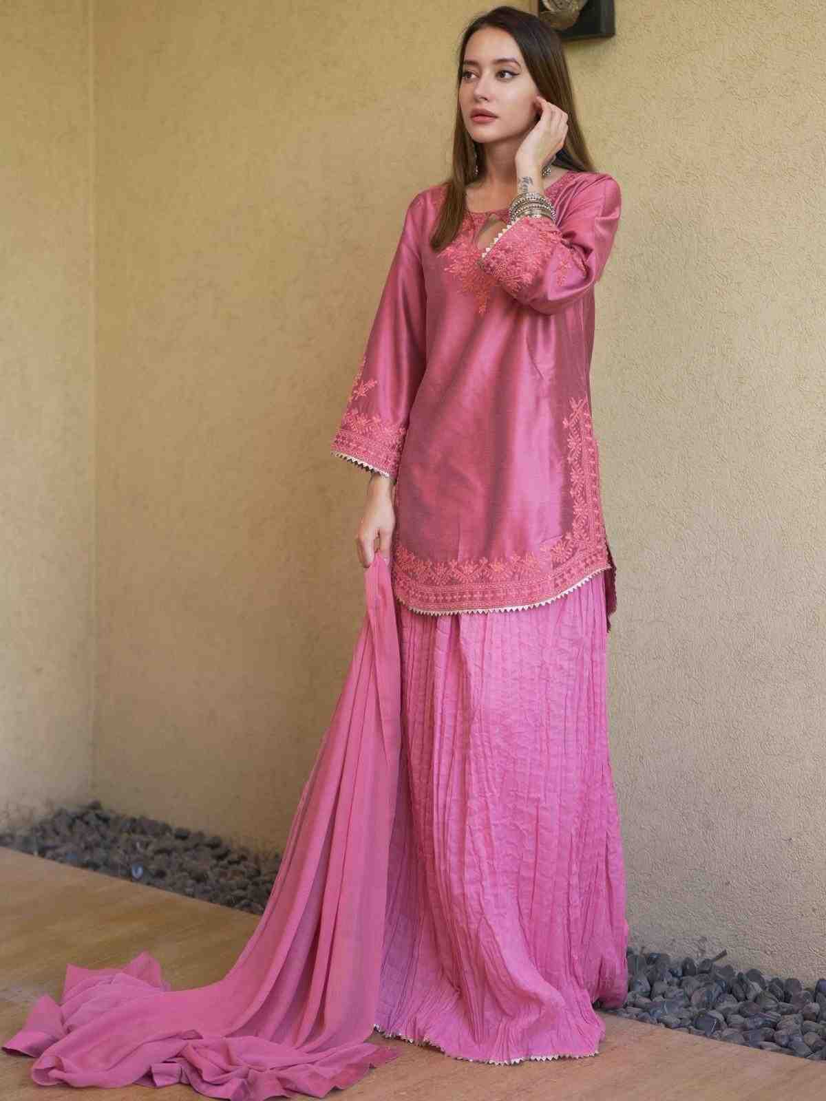 Pink Firosa Festive Sharara Suit