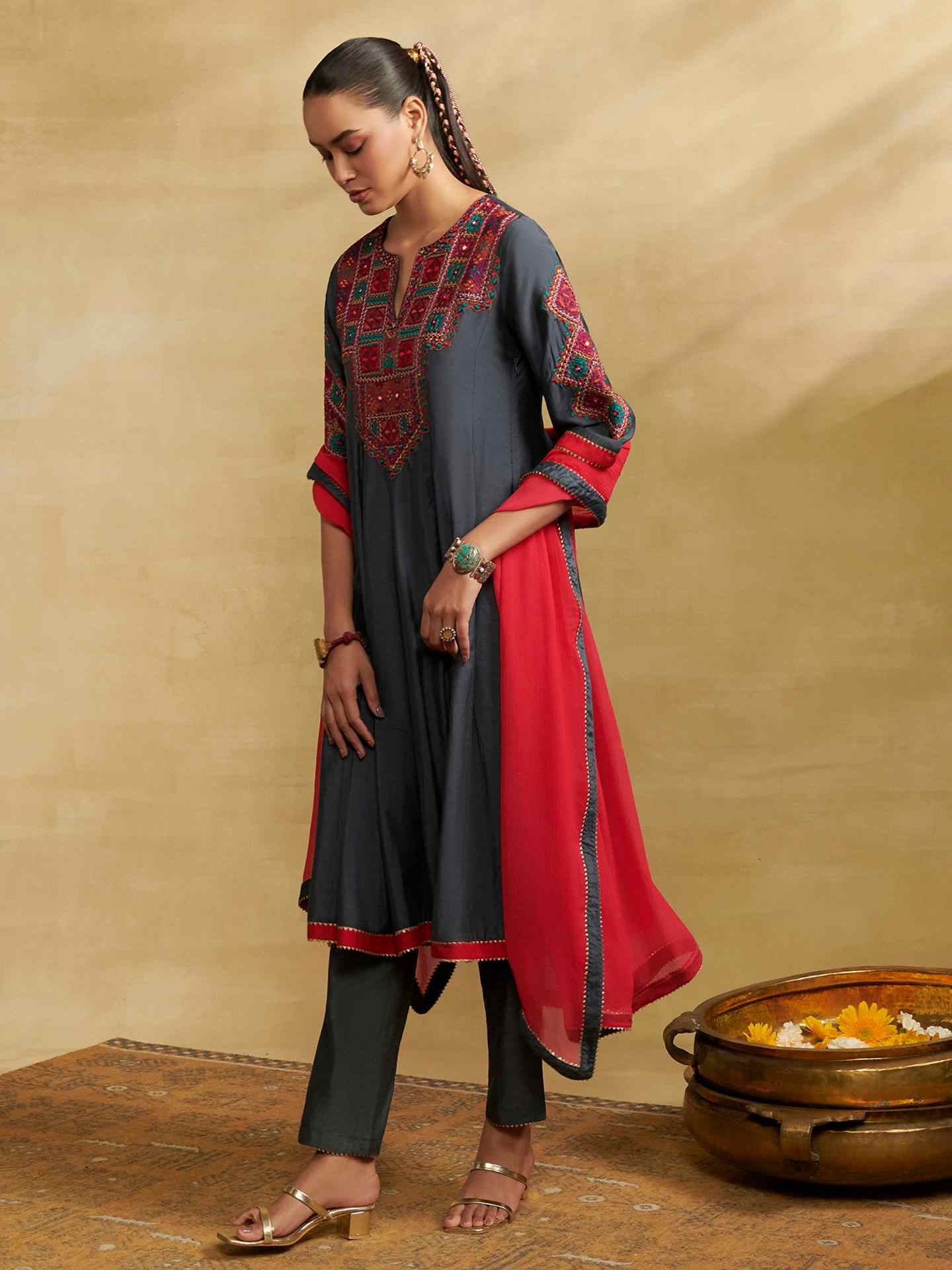 Grey Naila Festive  
 Suit Set
