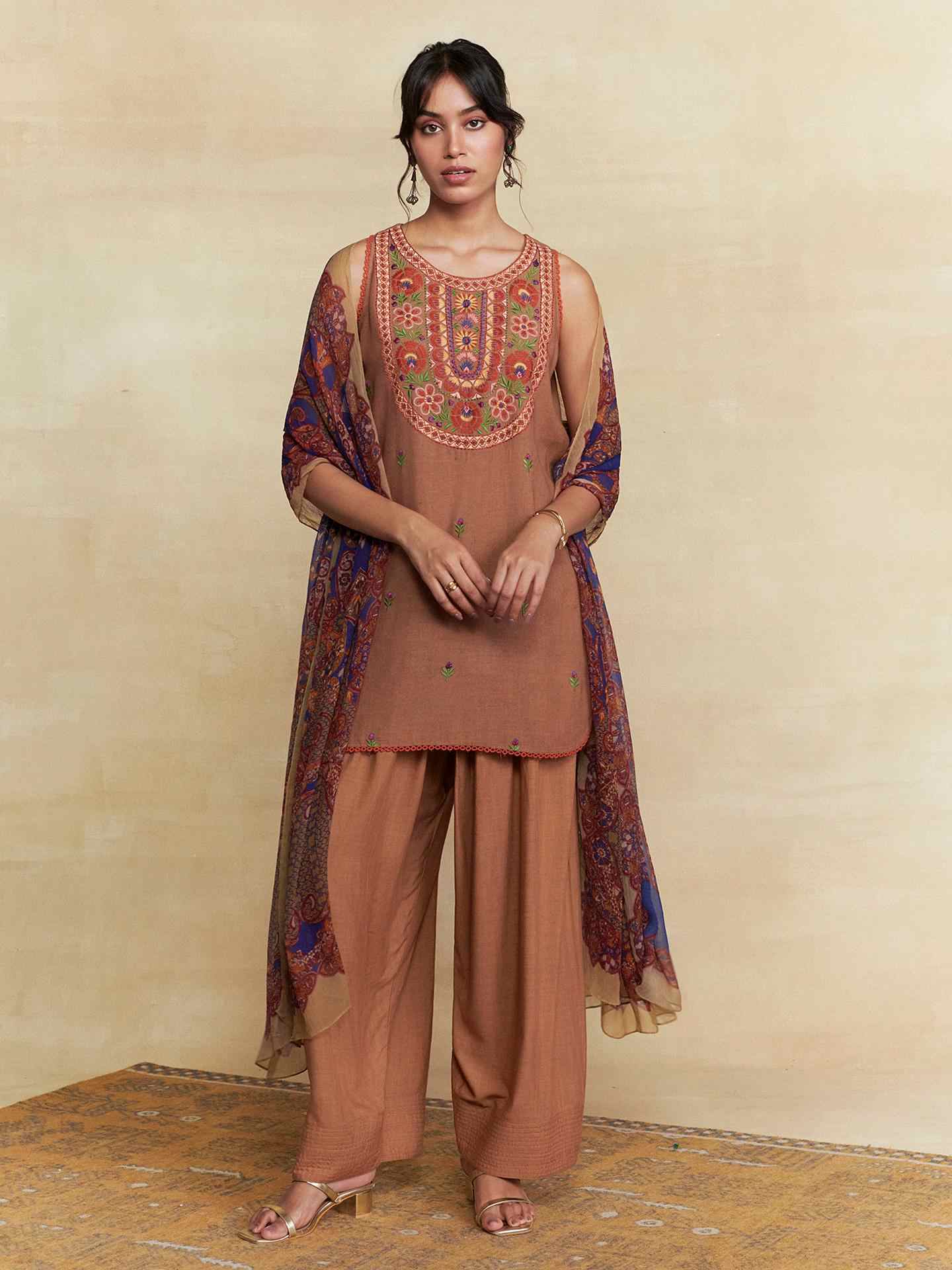 Brown Ridhi Solid Suit Set