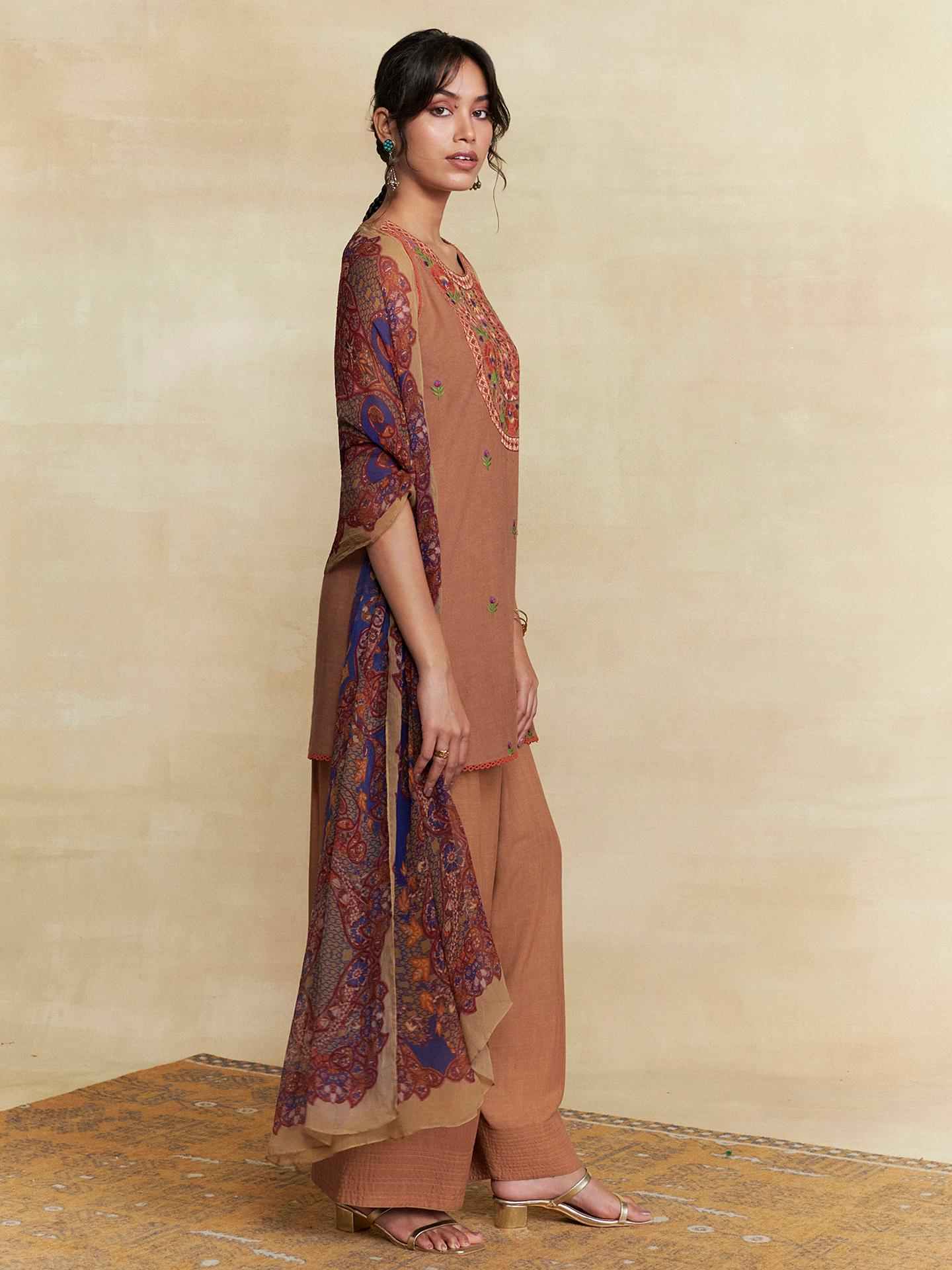 Brown Ridhi Solid Suit Set