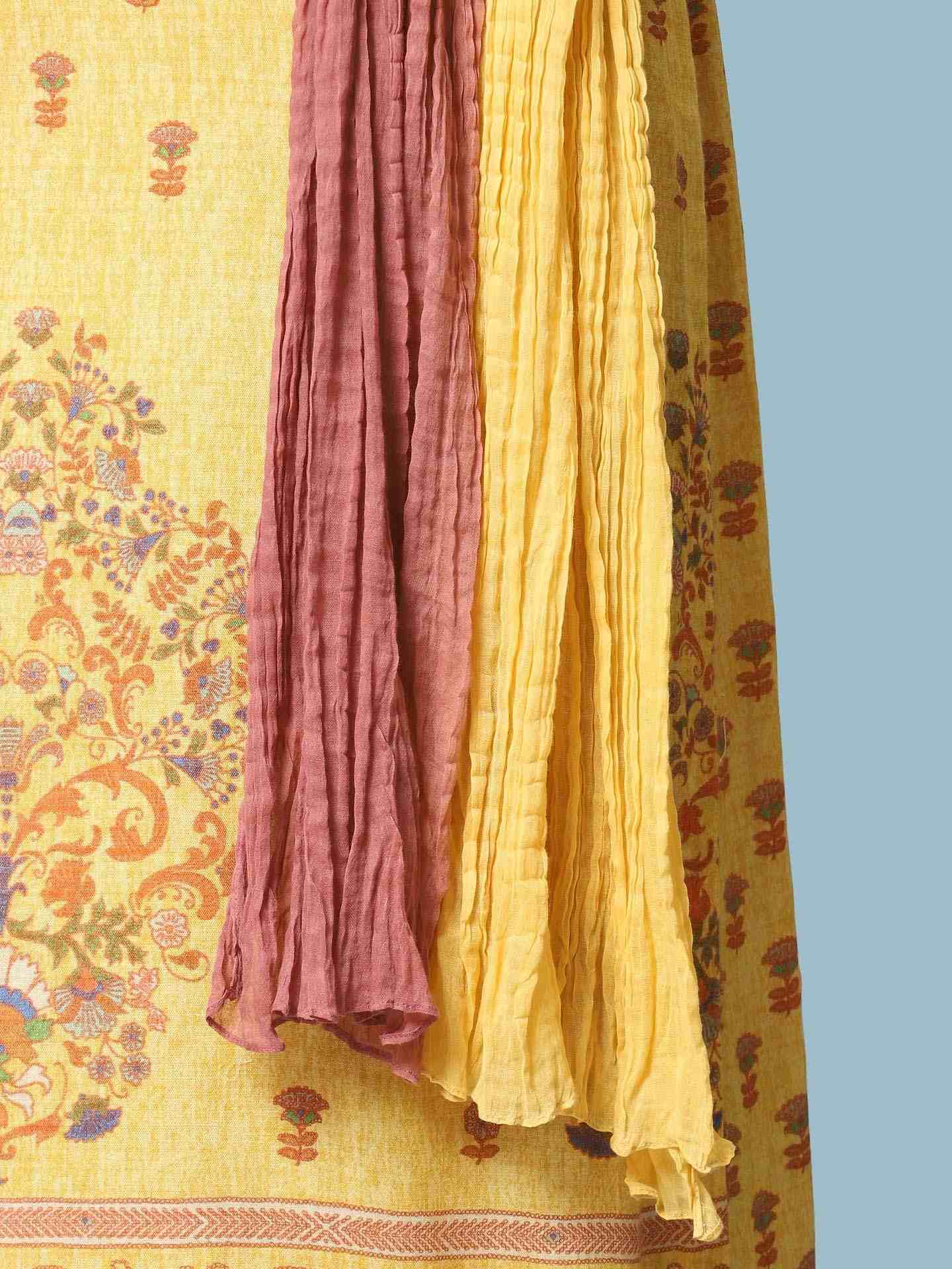 Yellow Kalki Print Suit Set