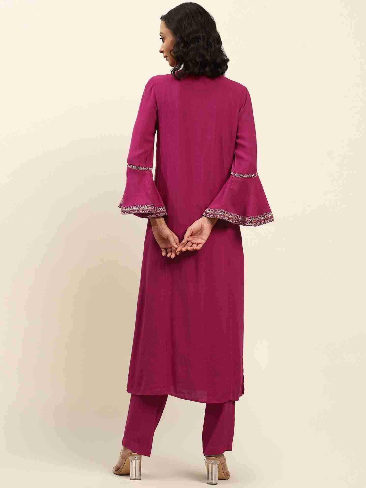 Magenta Shagun Solid Suit Set