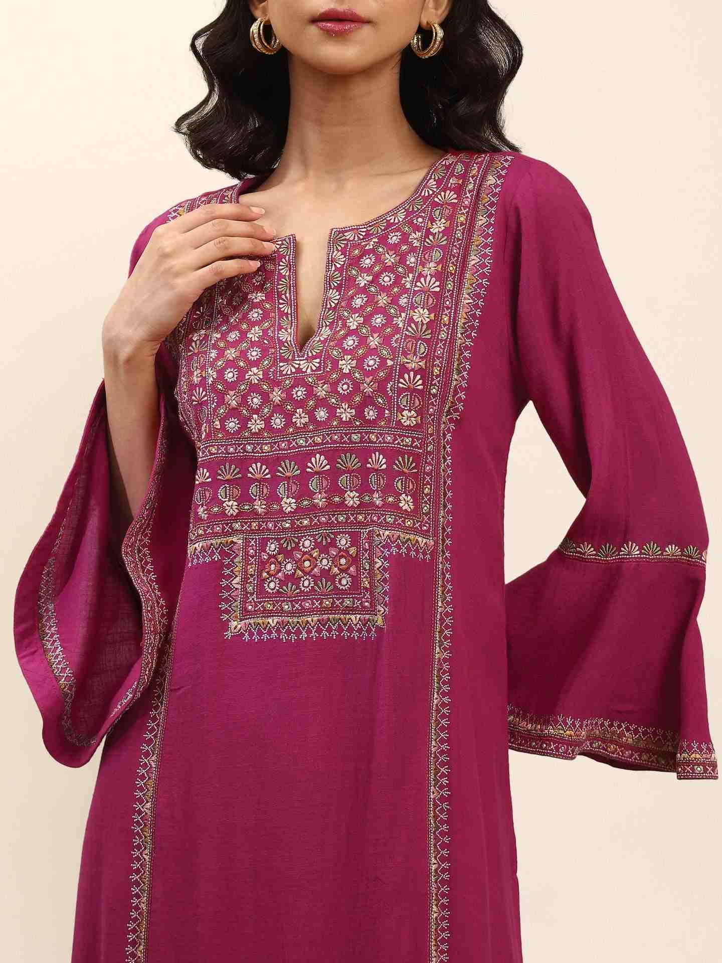Magenta Shagun Solid Suit Set