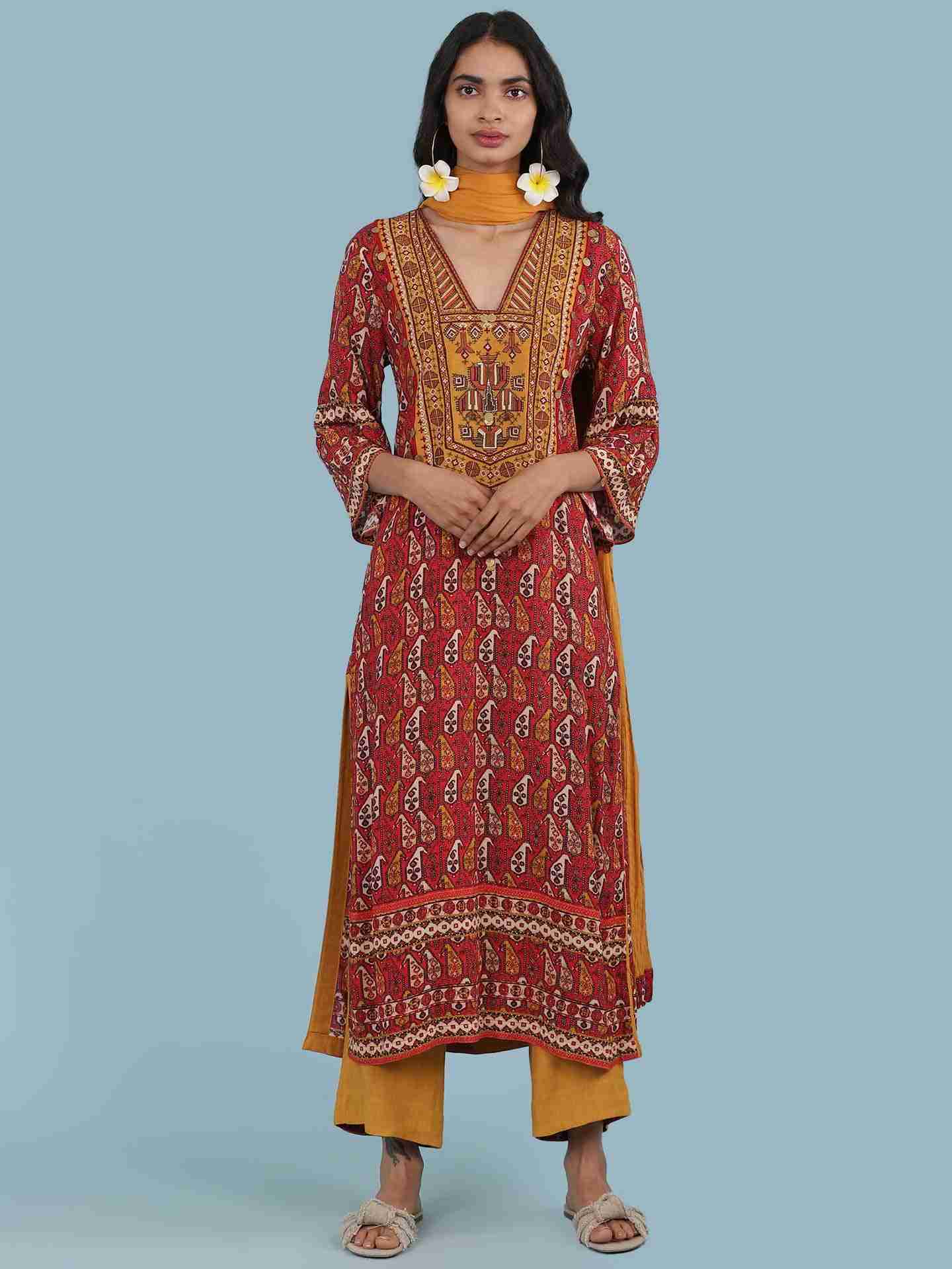 Red Kaveri Suit Set