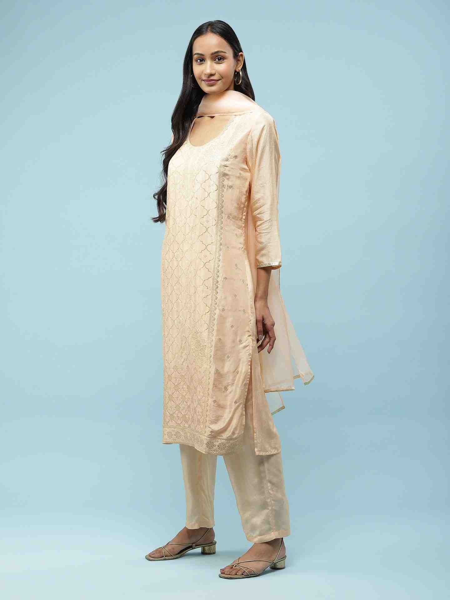 Peach Rushaan Suit Set