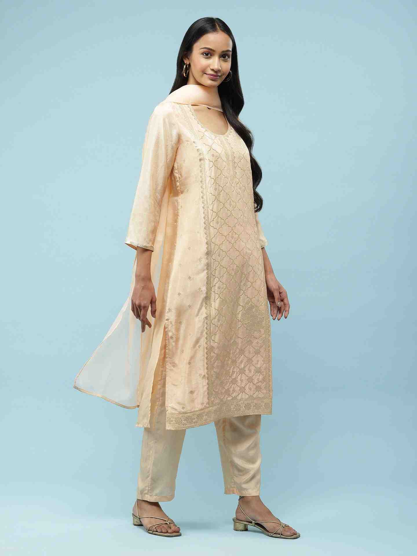 Peach Rushaan Suit Set