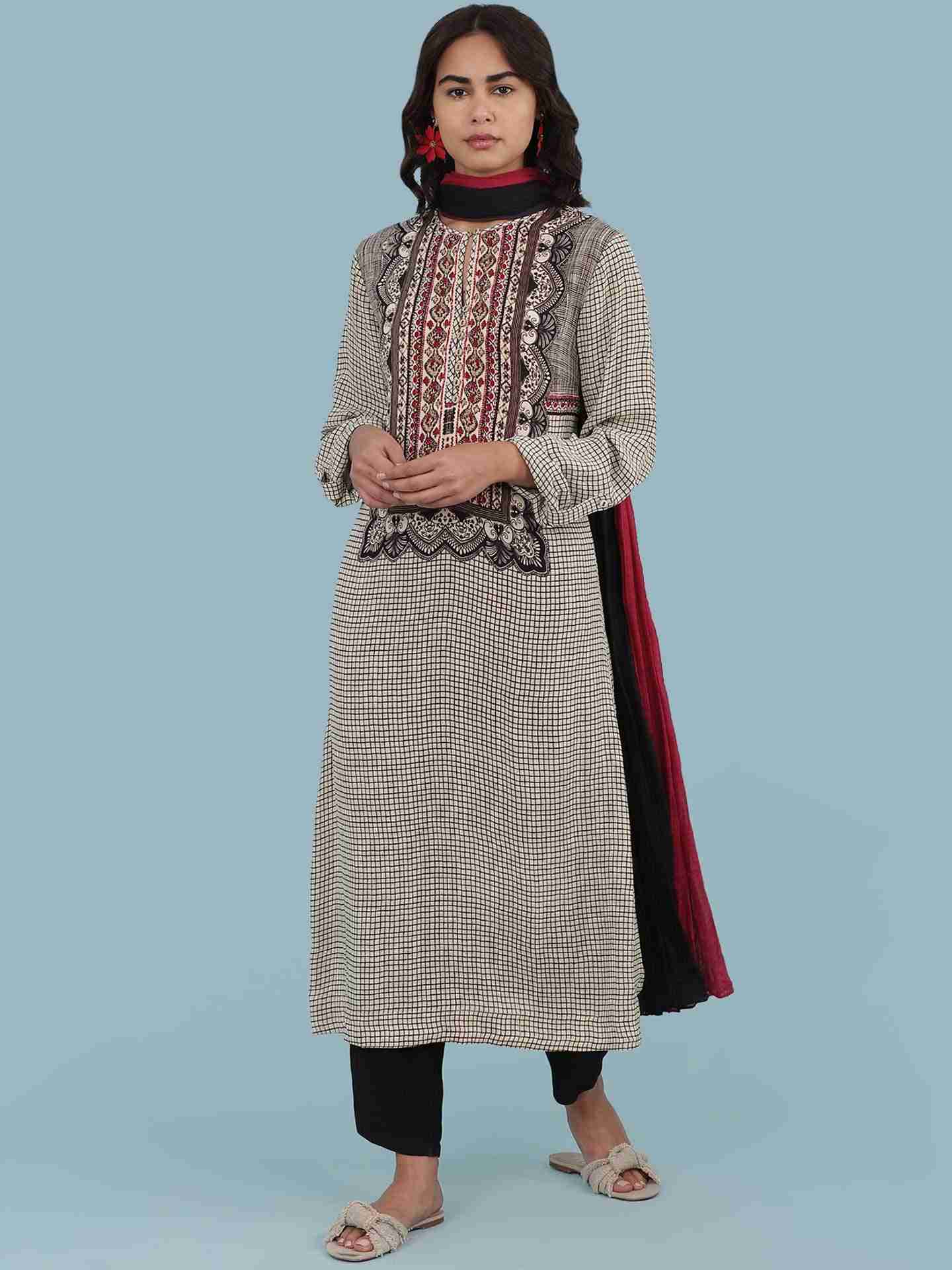 Grey Zen Print Suit Set