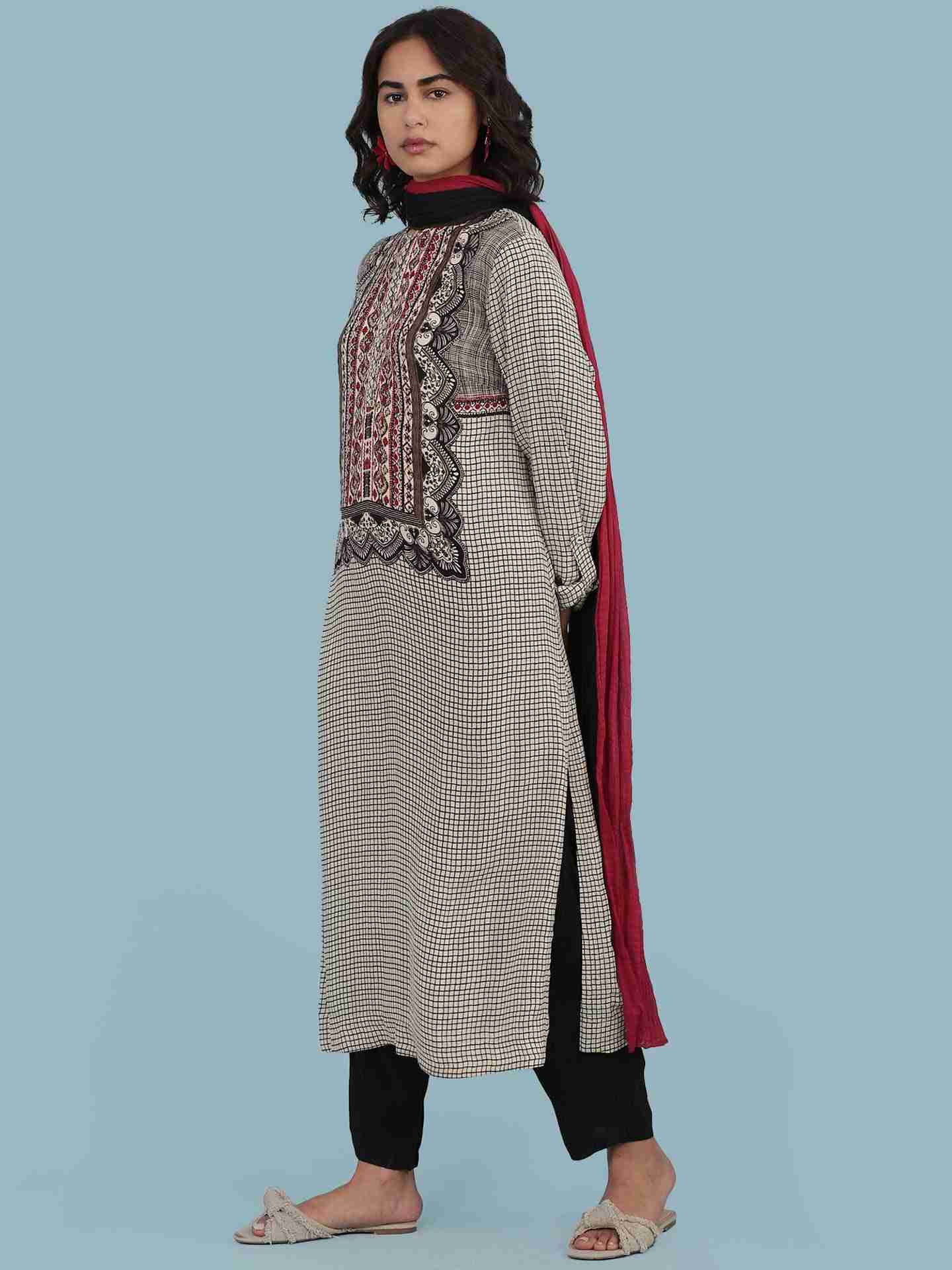 Grey Zen Print Suit Set