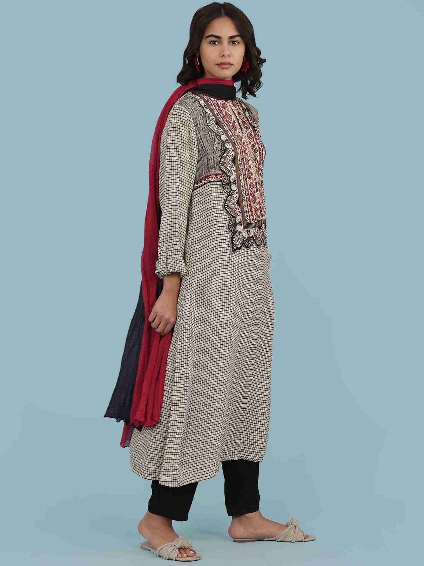 Grey Zen Print Suit Set