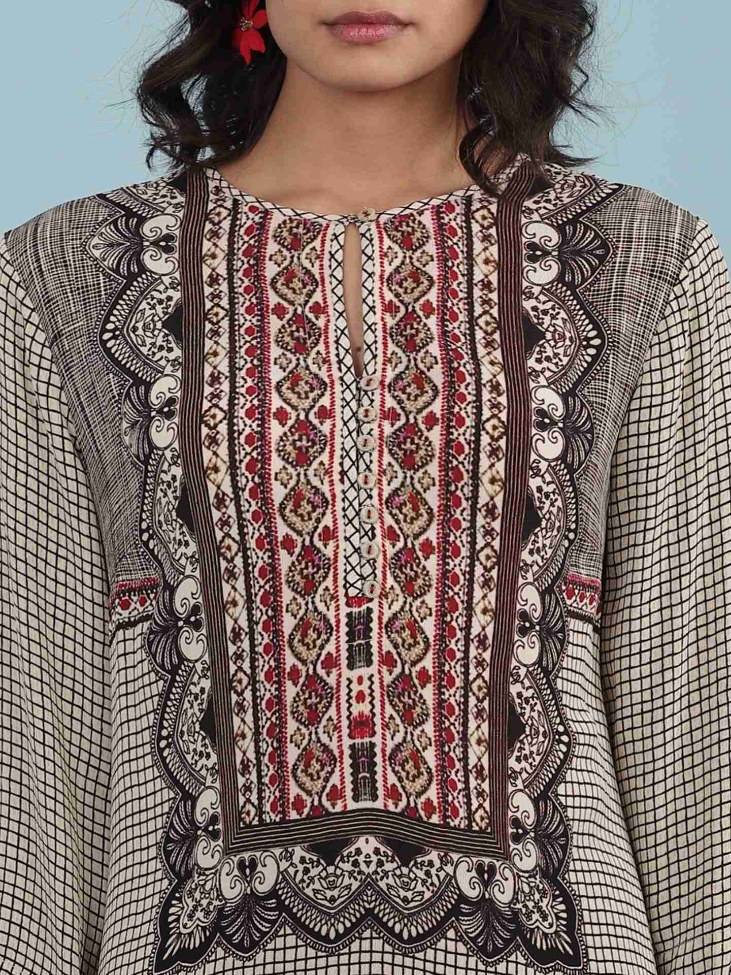 Grey Zen Print Suit Set