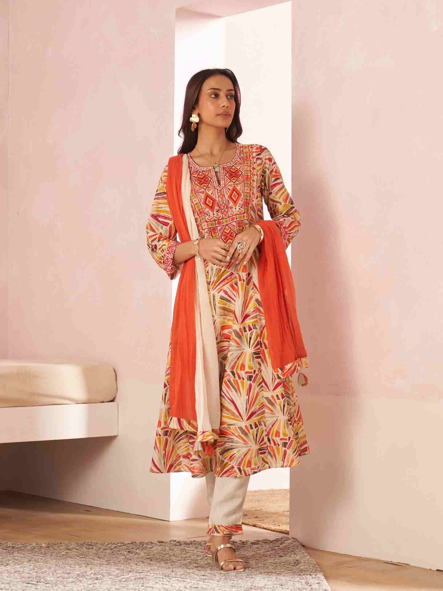 Multi Color Phulkaari Suit Set