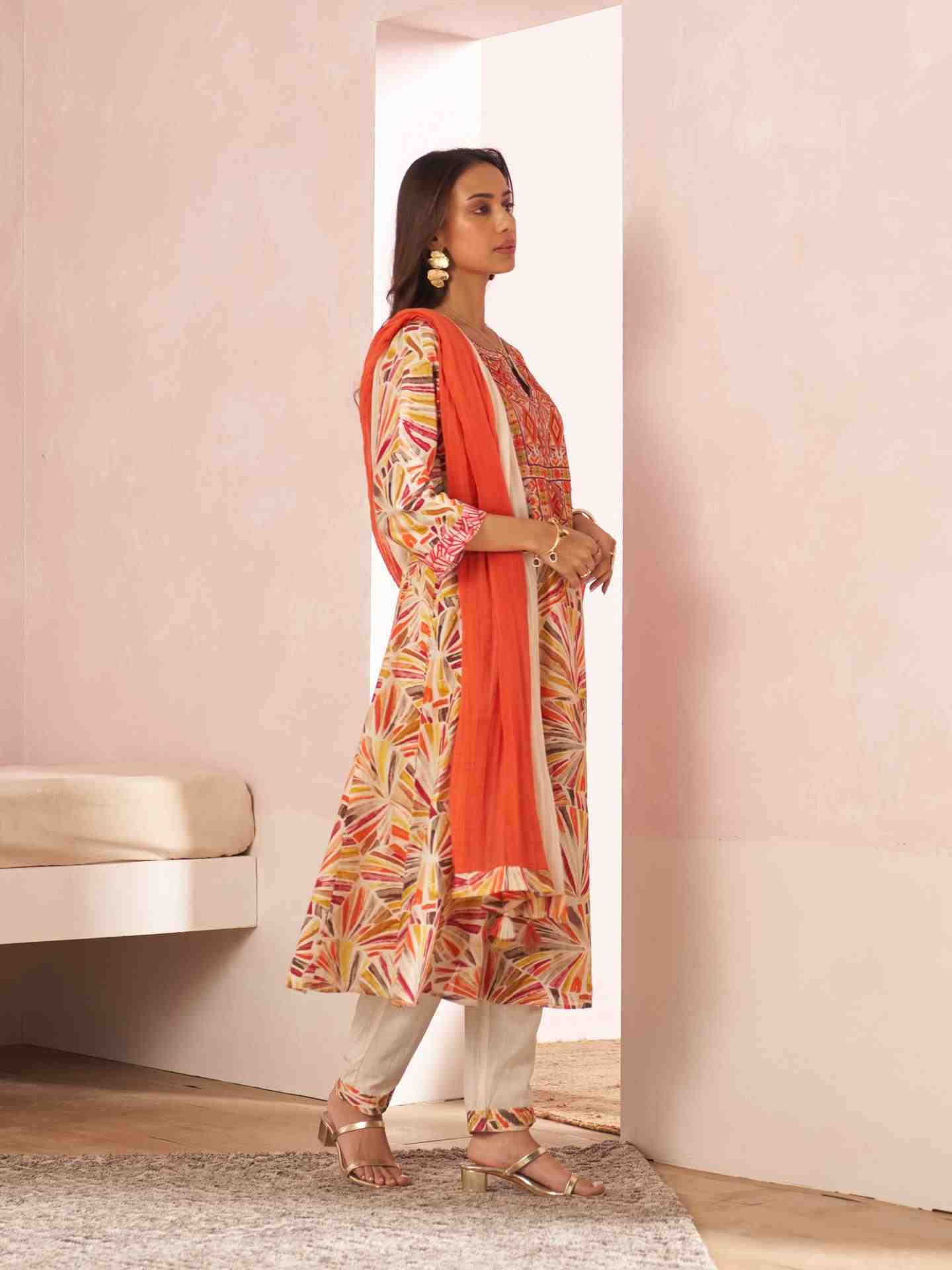 Multi Color Phulkaari Suit Set
