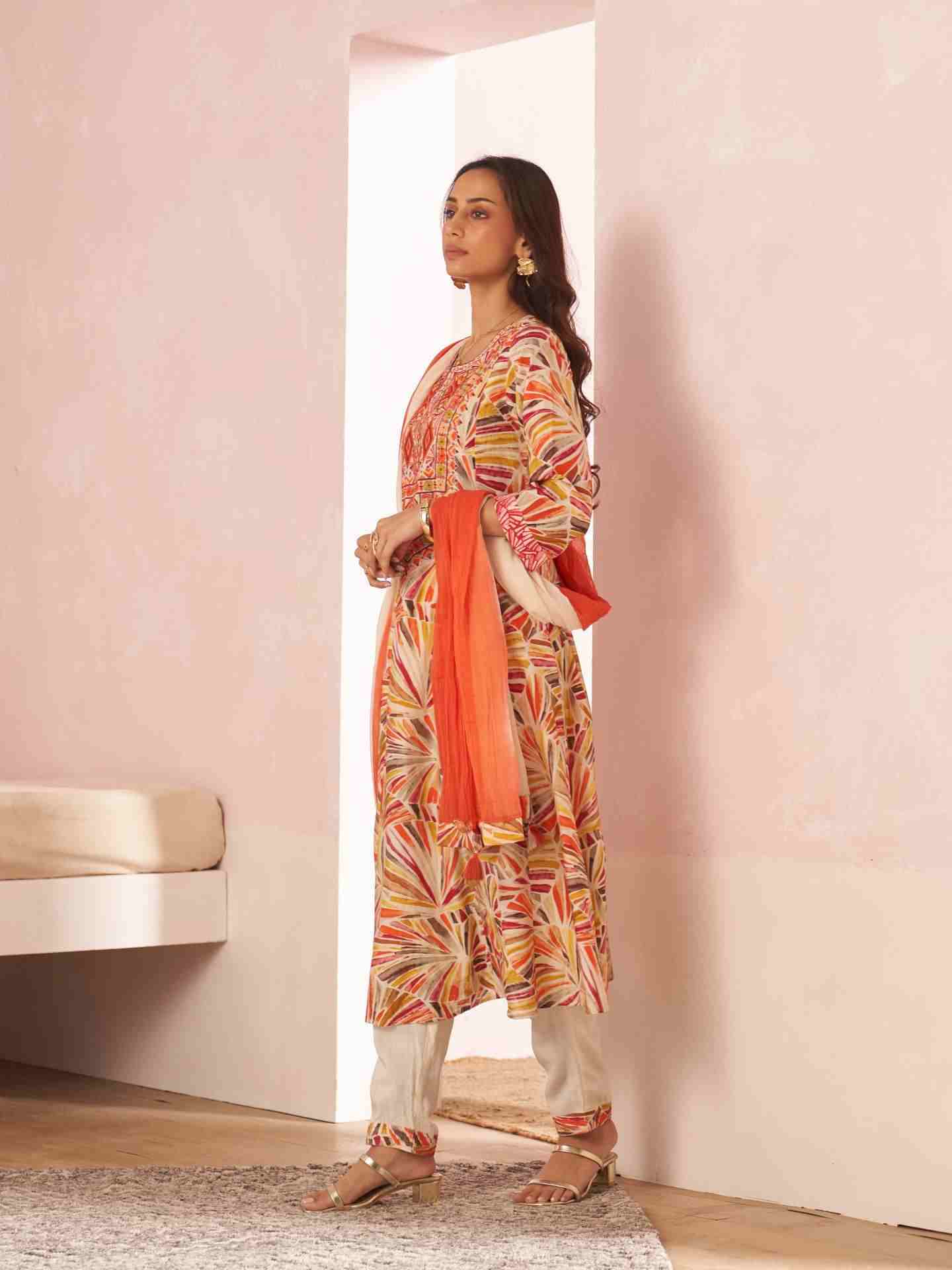 Multi Color Phulkaari Suit Set