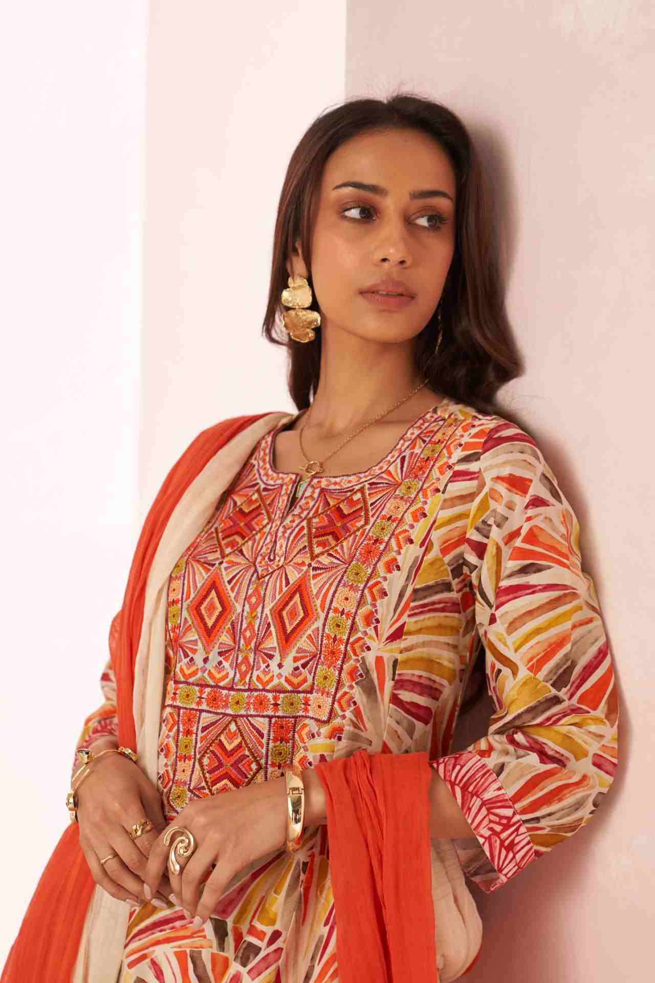 Multi Color Phulkaari Suit Set