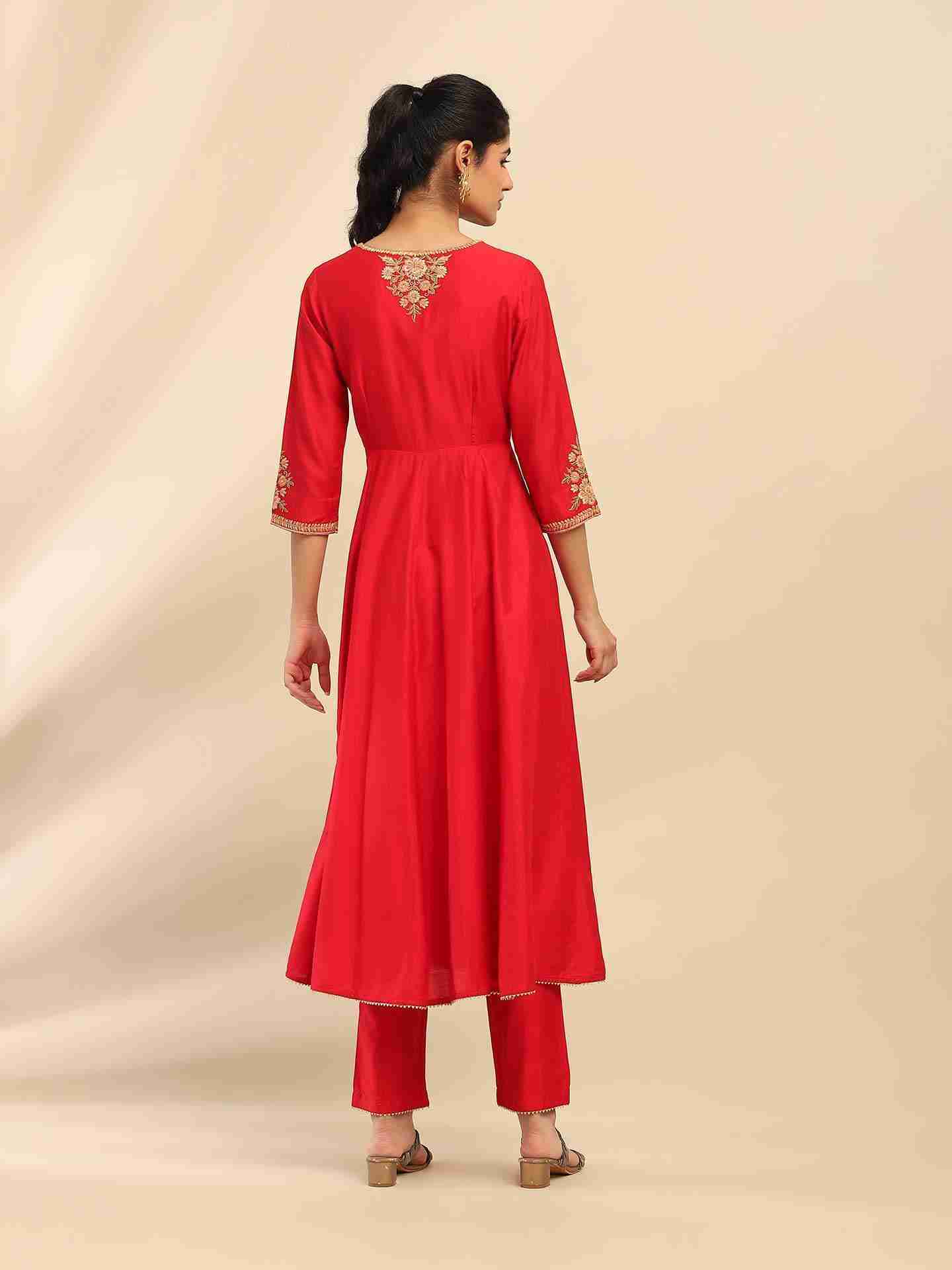 Red Samaira Anarkali Suit Set