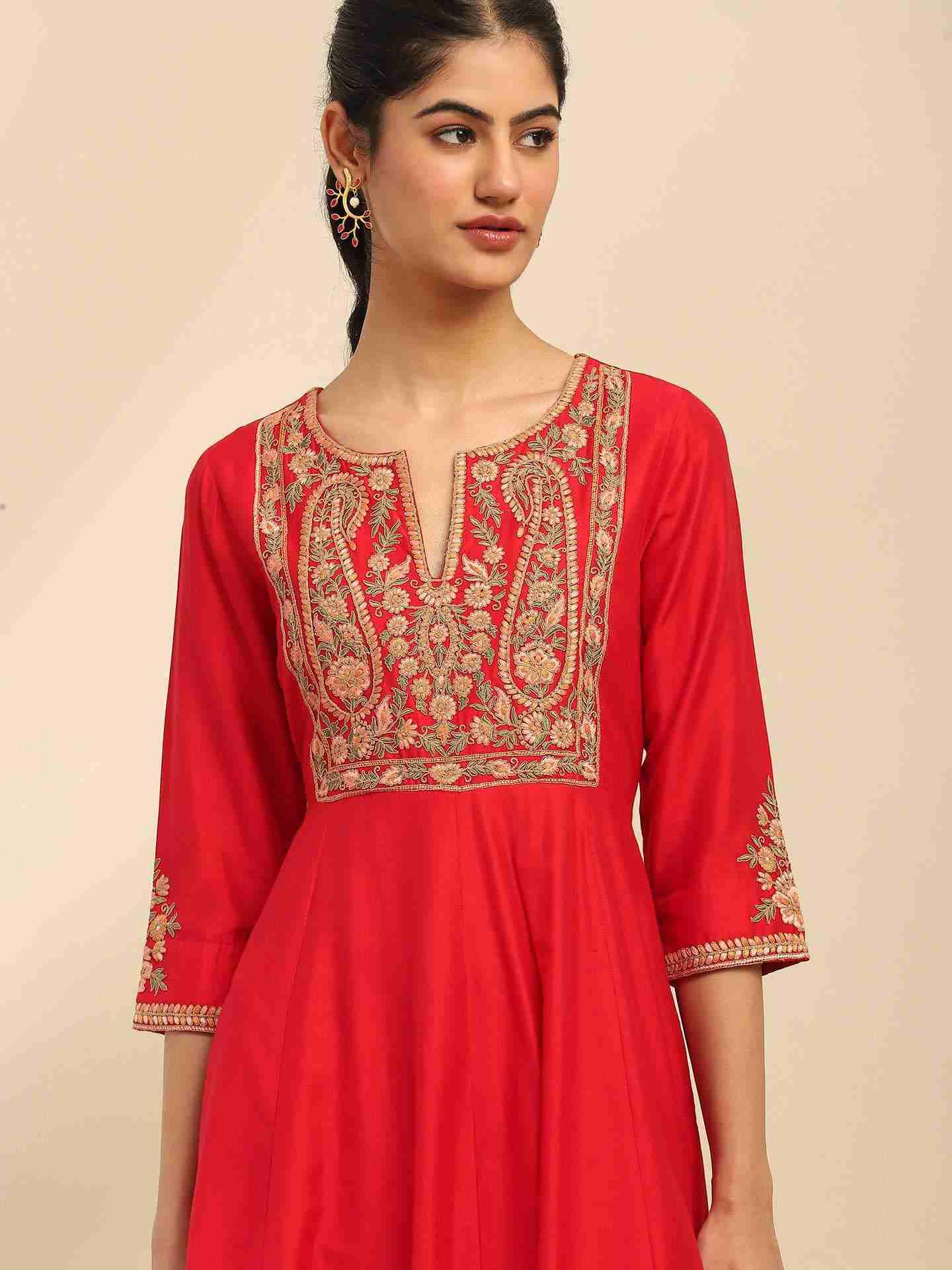 Red Samaira Anarkali Suit Set