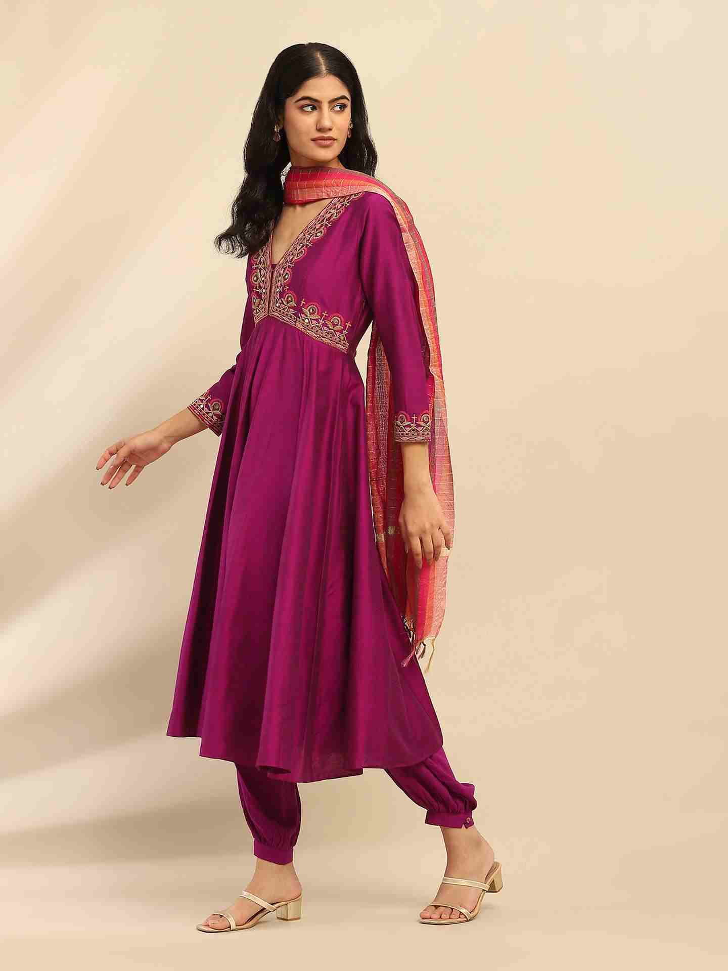 Purple Tanishqa Solid Anarkali Suit