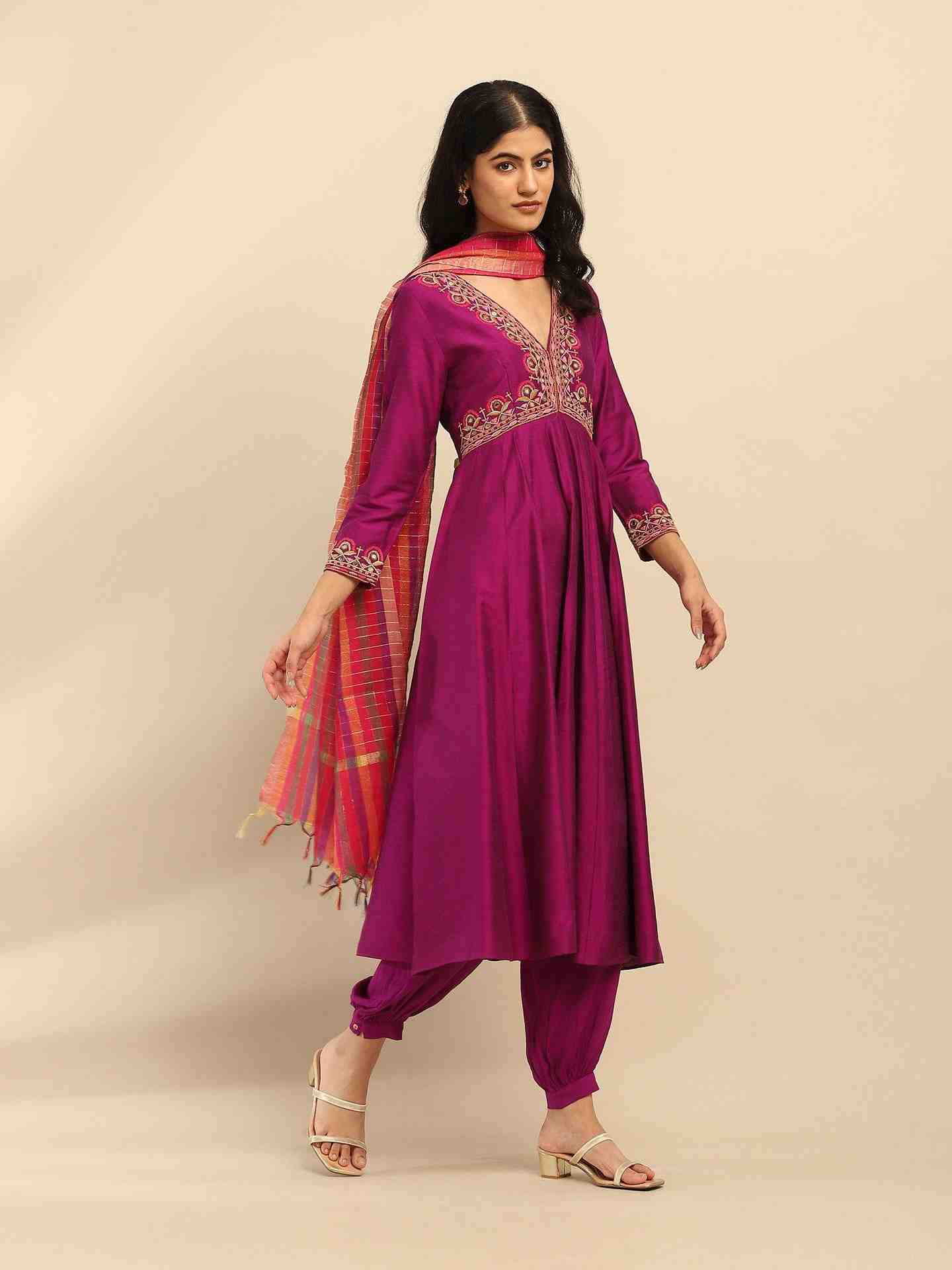 Purple Tanishqa Solid Anarkali Suit