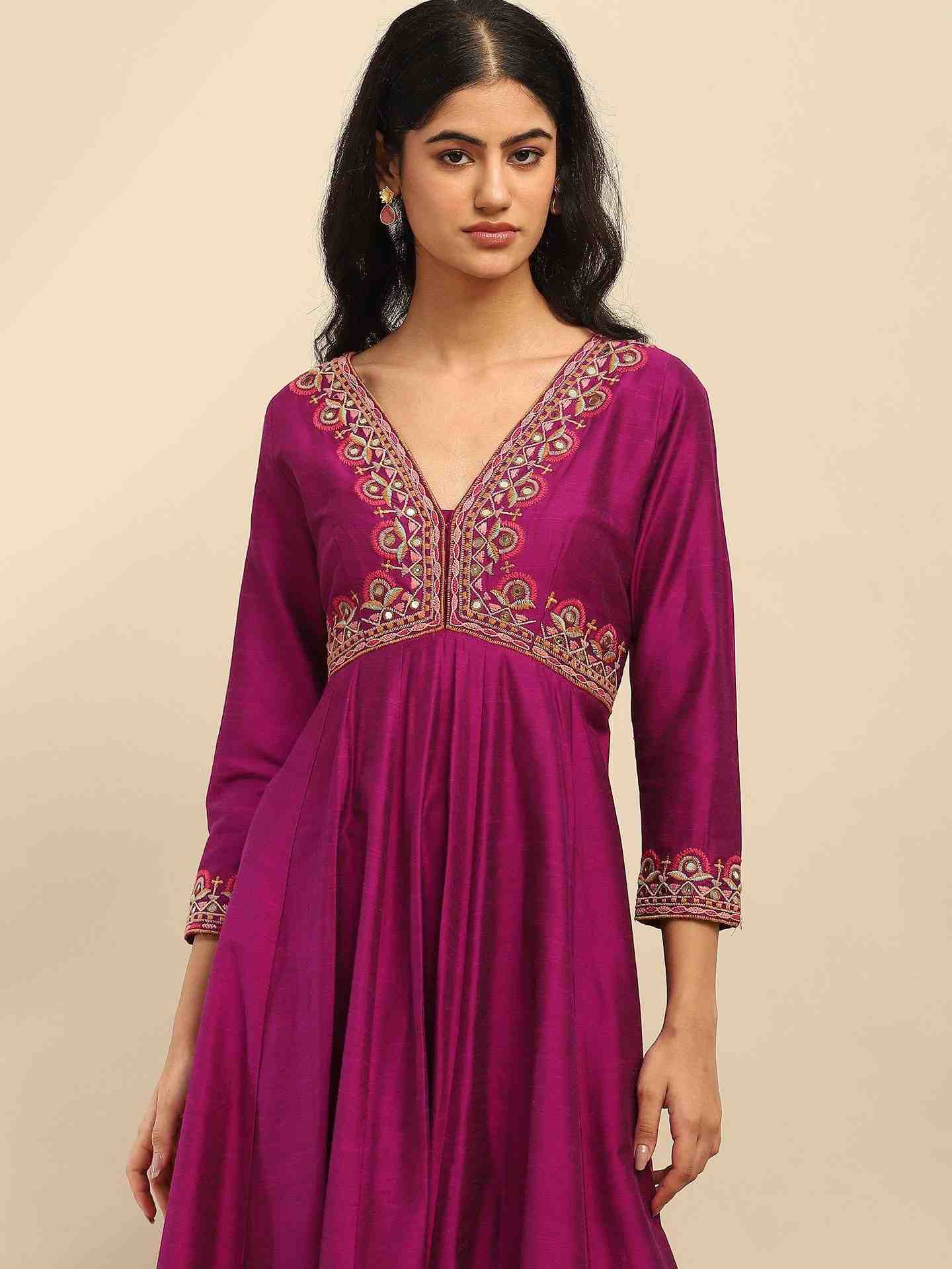 Purple Tanishqa Solid Anarkali Suit