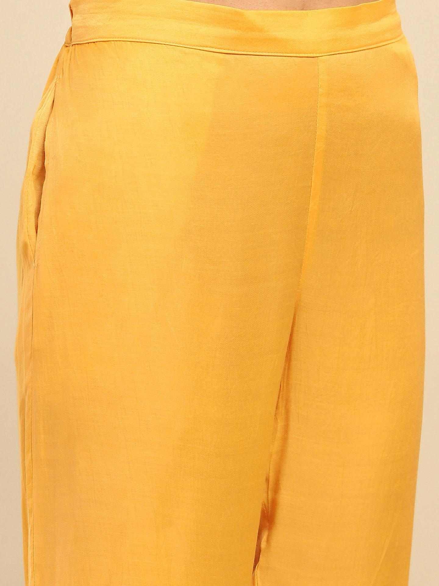 Yellow Tanishqa Solid Anarkali Suit