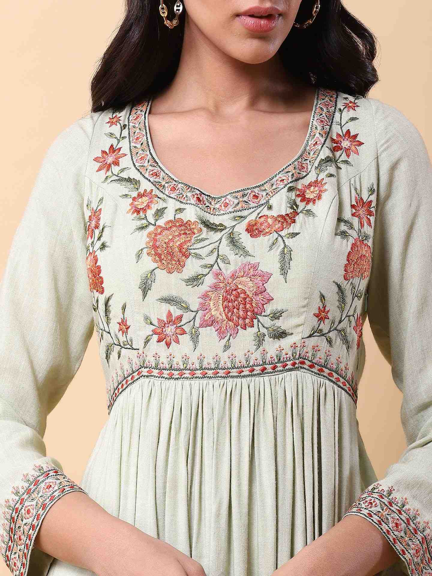 Green Faiza Solid Anarkali Suit