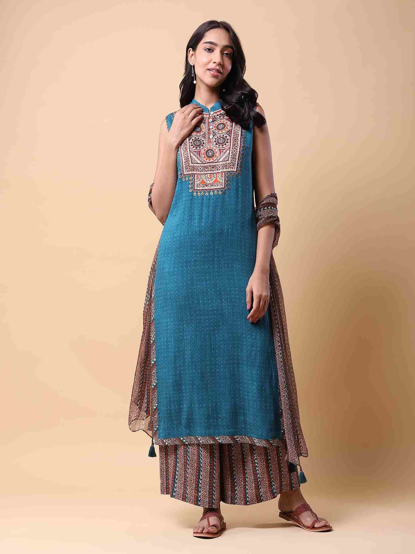 Teal Nitya Suit Set