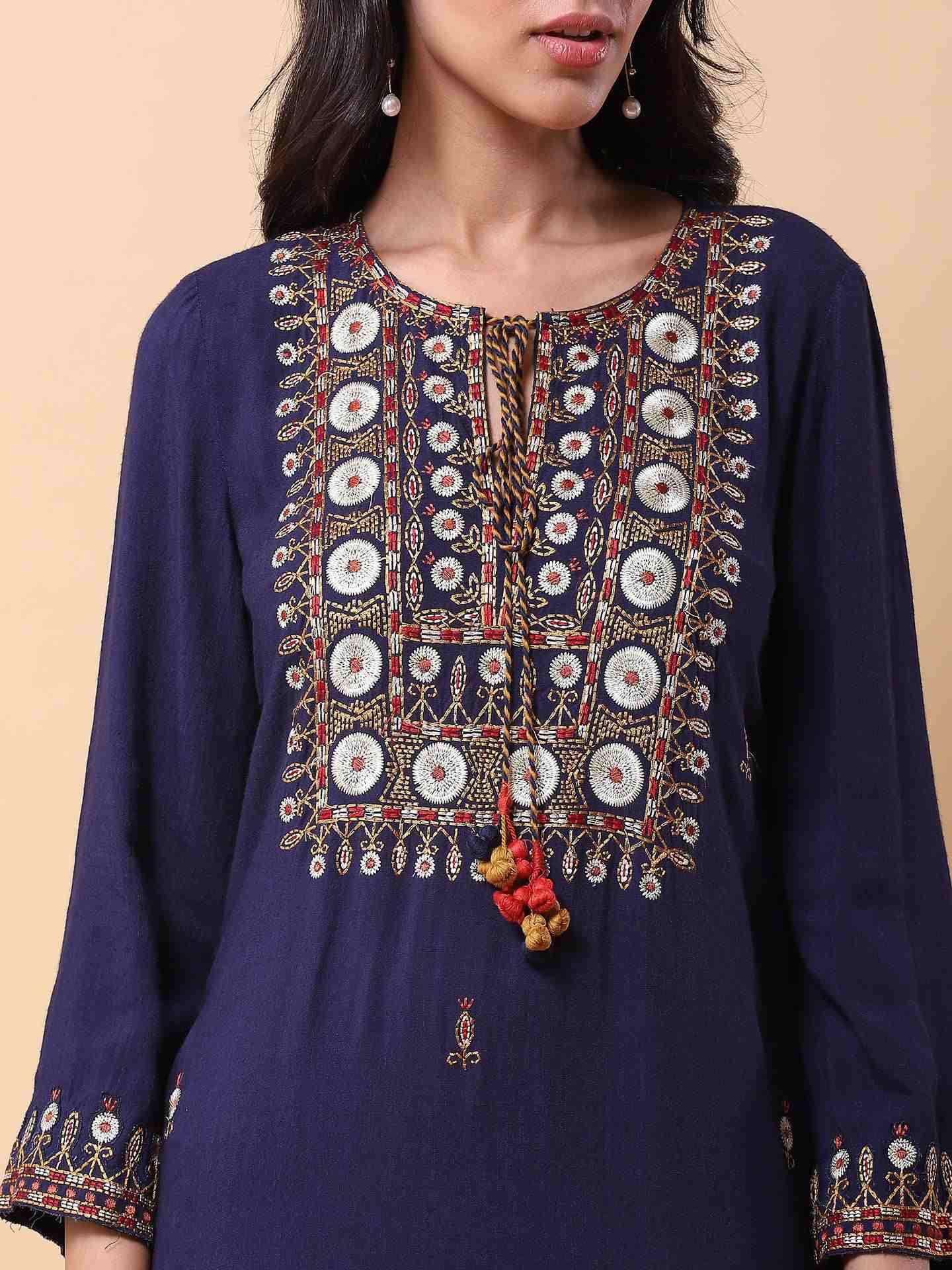 Navy Adriti Solid Suit Set
