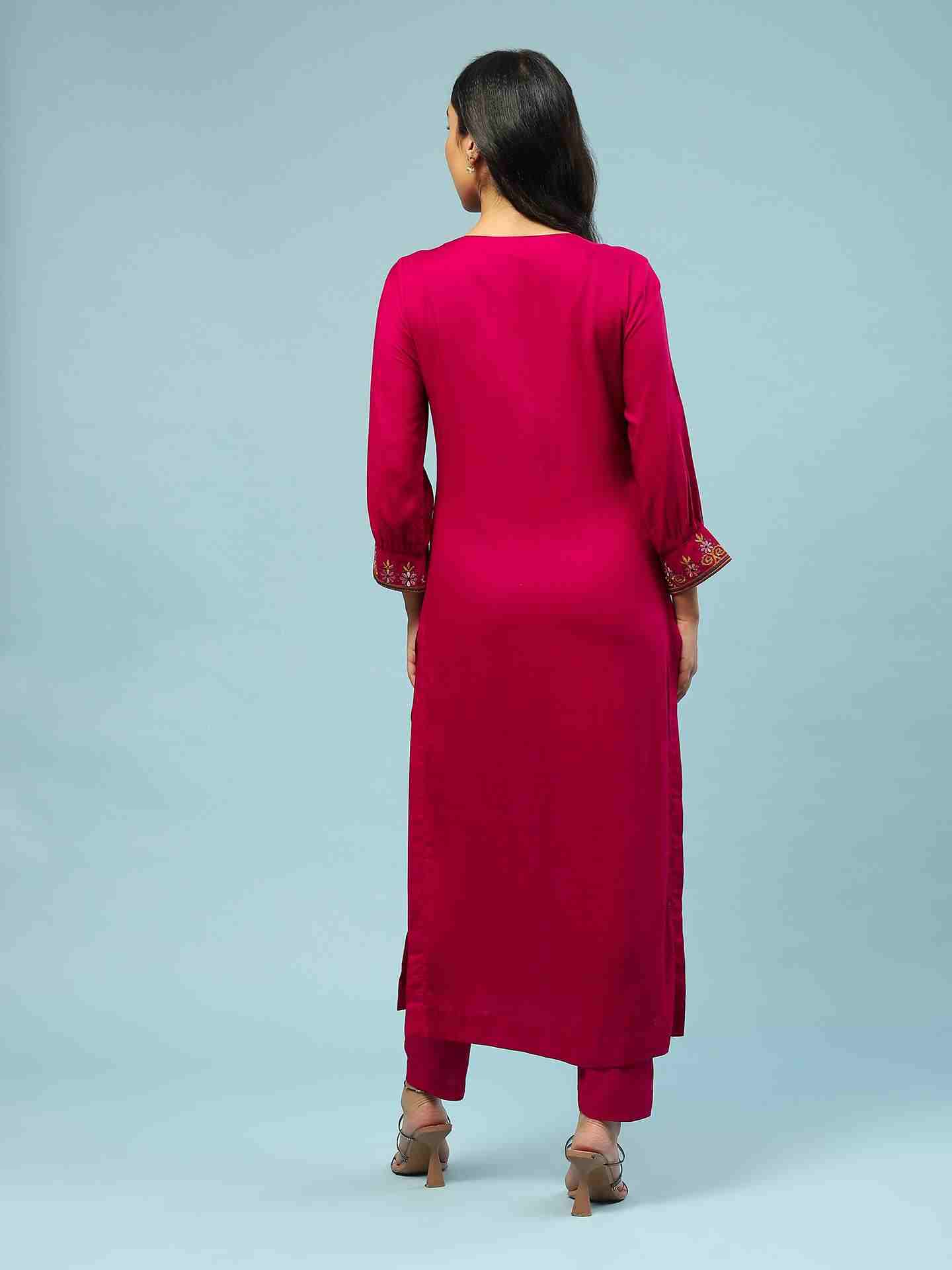 Magenta Jiva Solid Suit Set