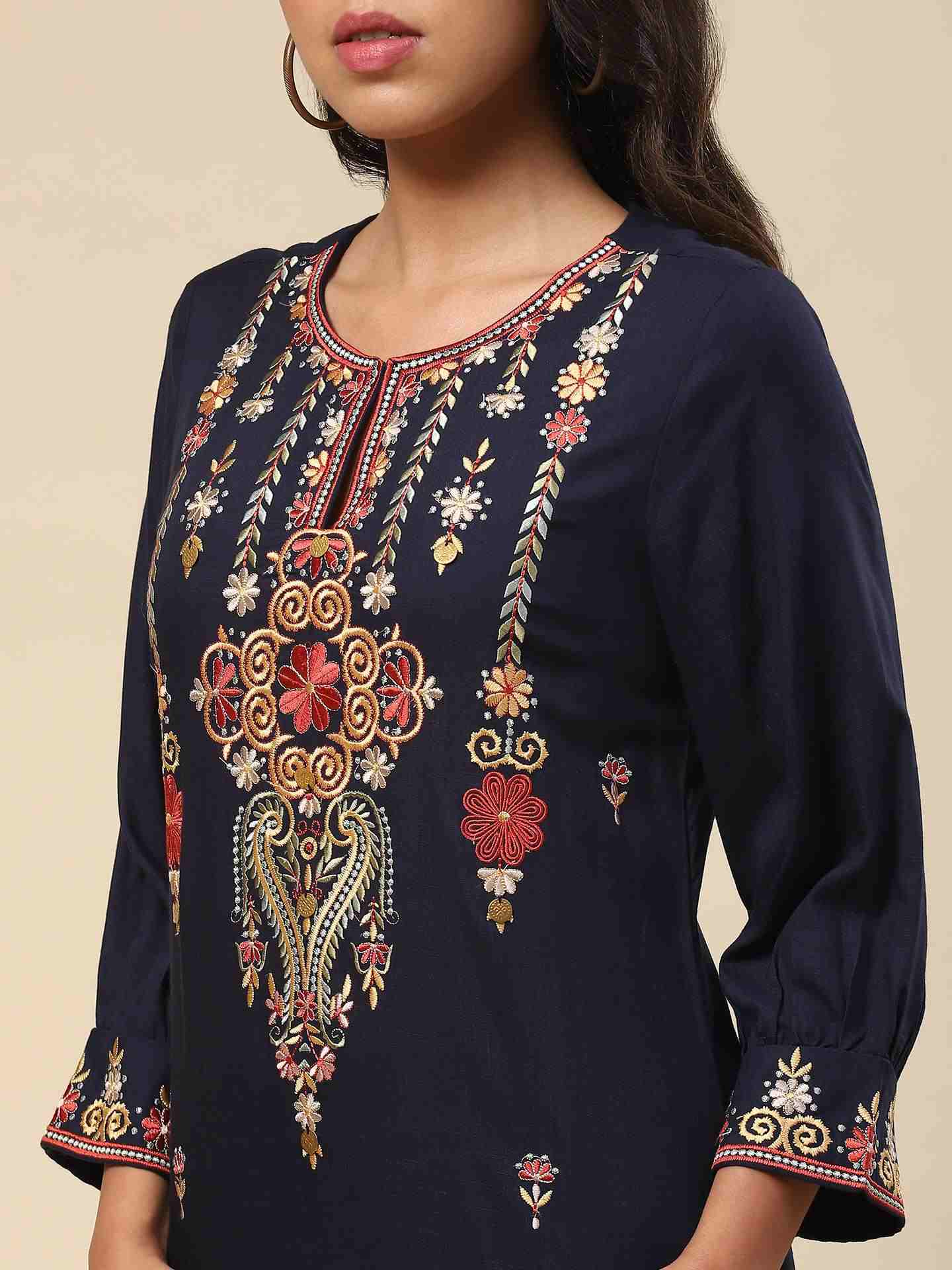 Navy Jiva Solid Suit Set