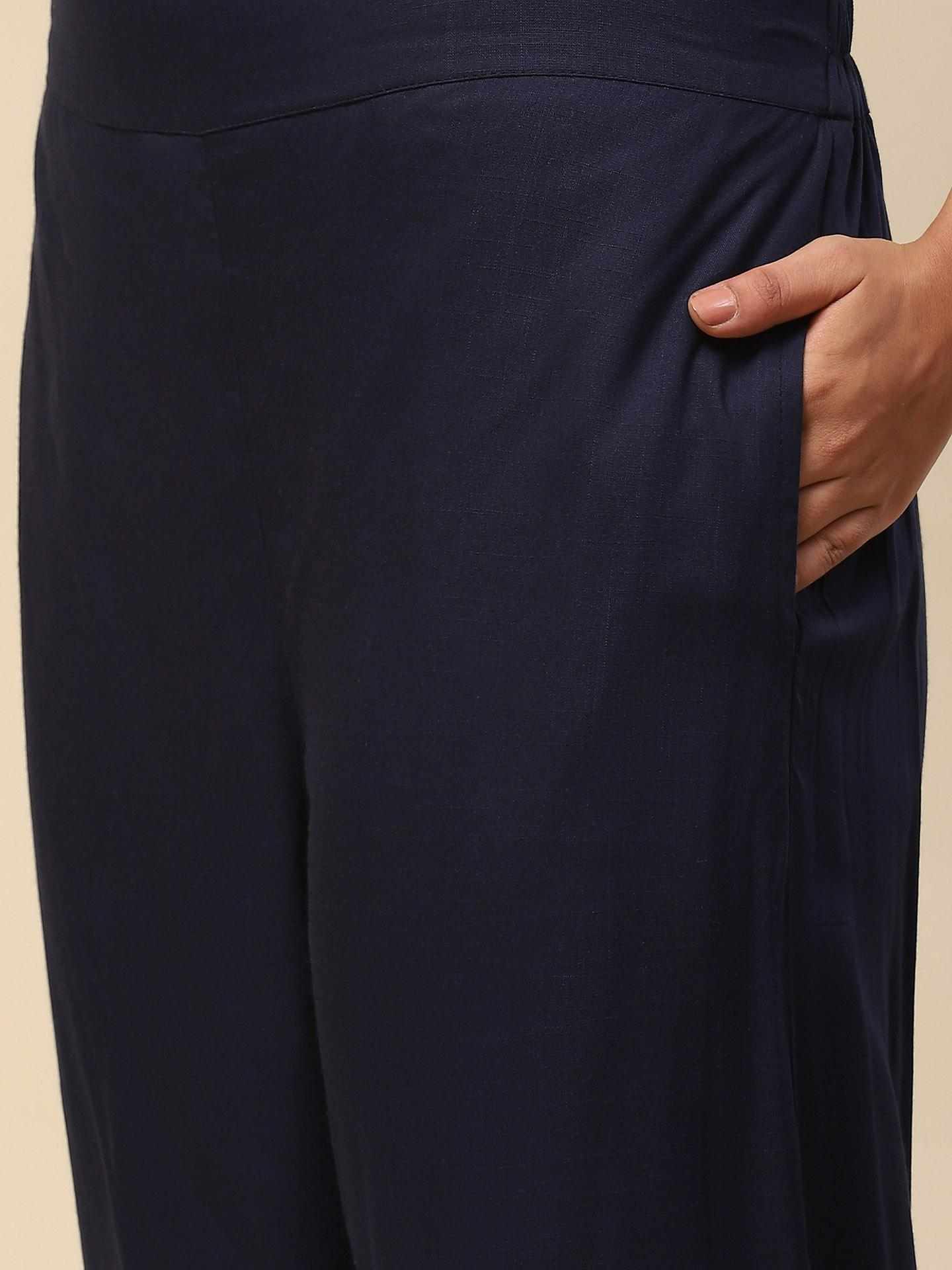 Navy Jiva Solid Suit Set