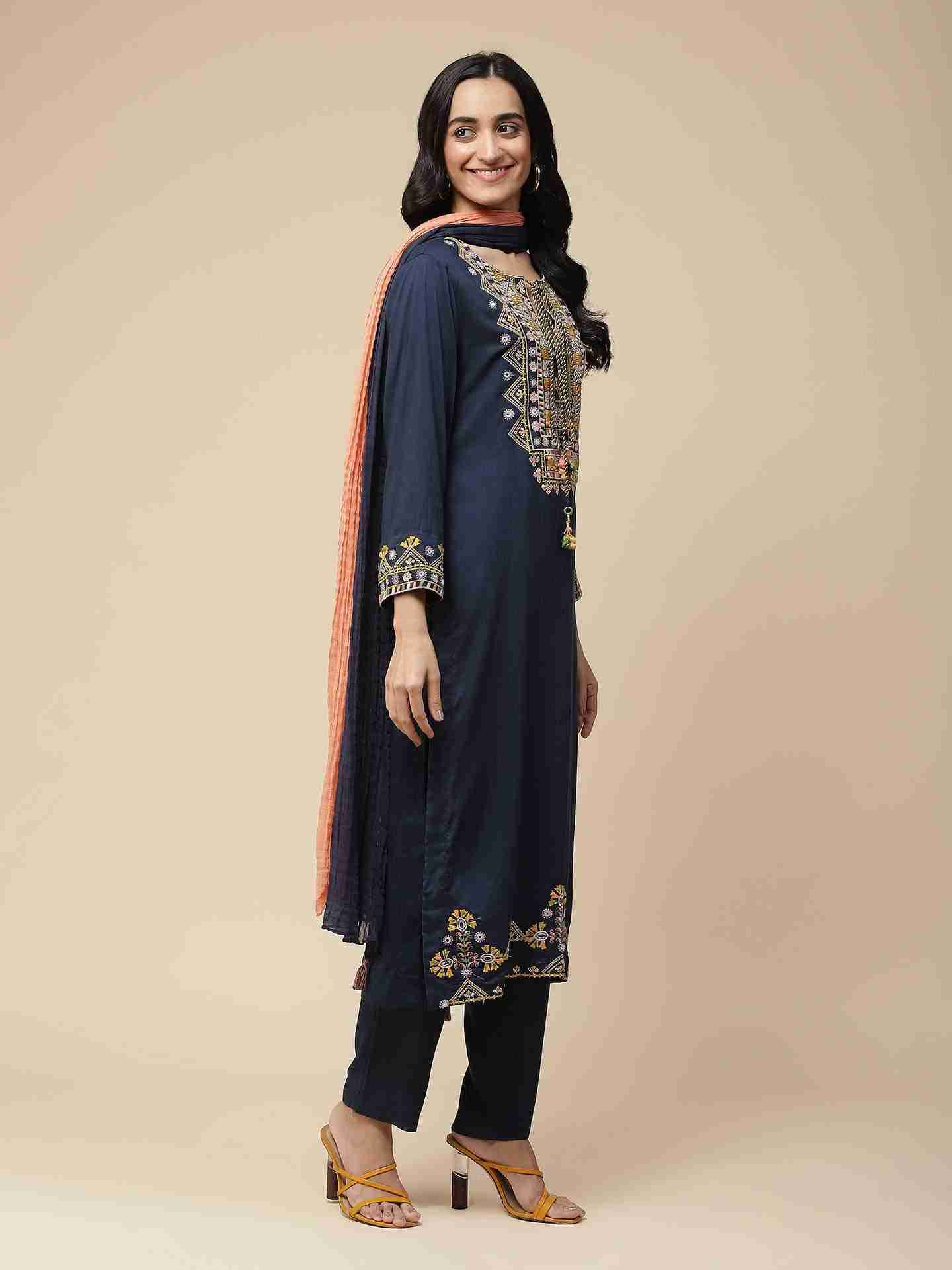 Navy Viti Solid Suit Set