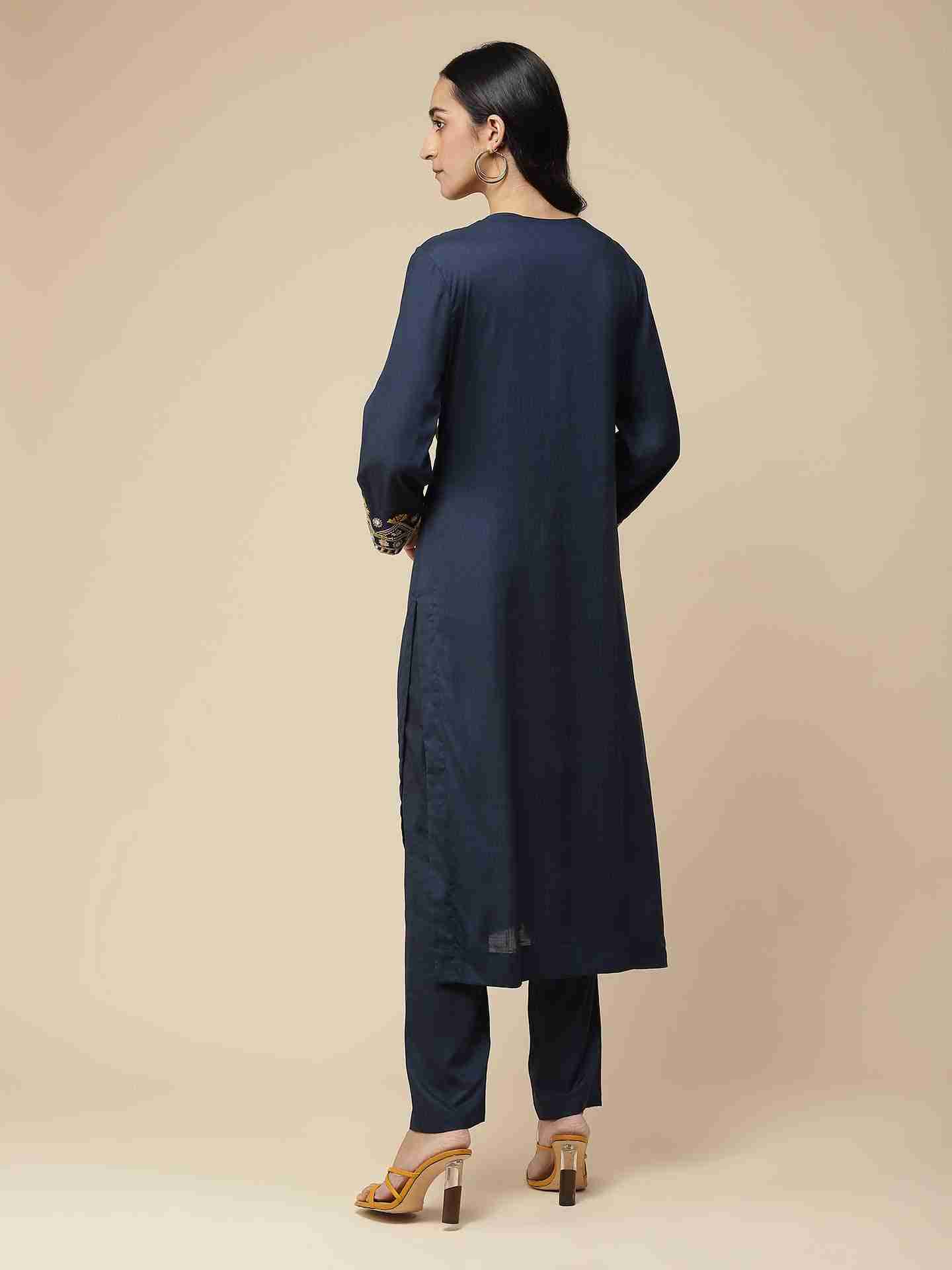 Navy Viti Solid Suit Set