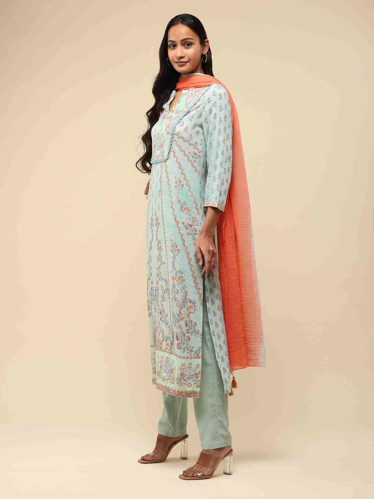 Mint Kalamkari Suit Set