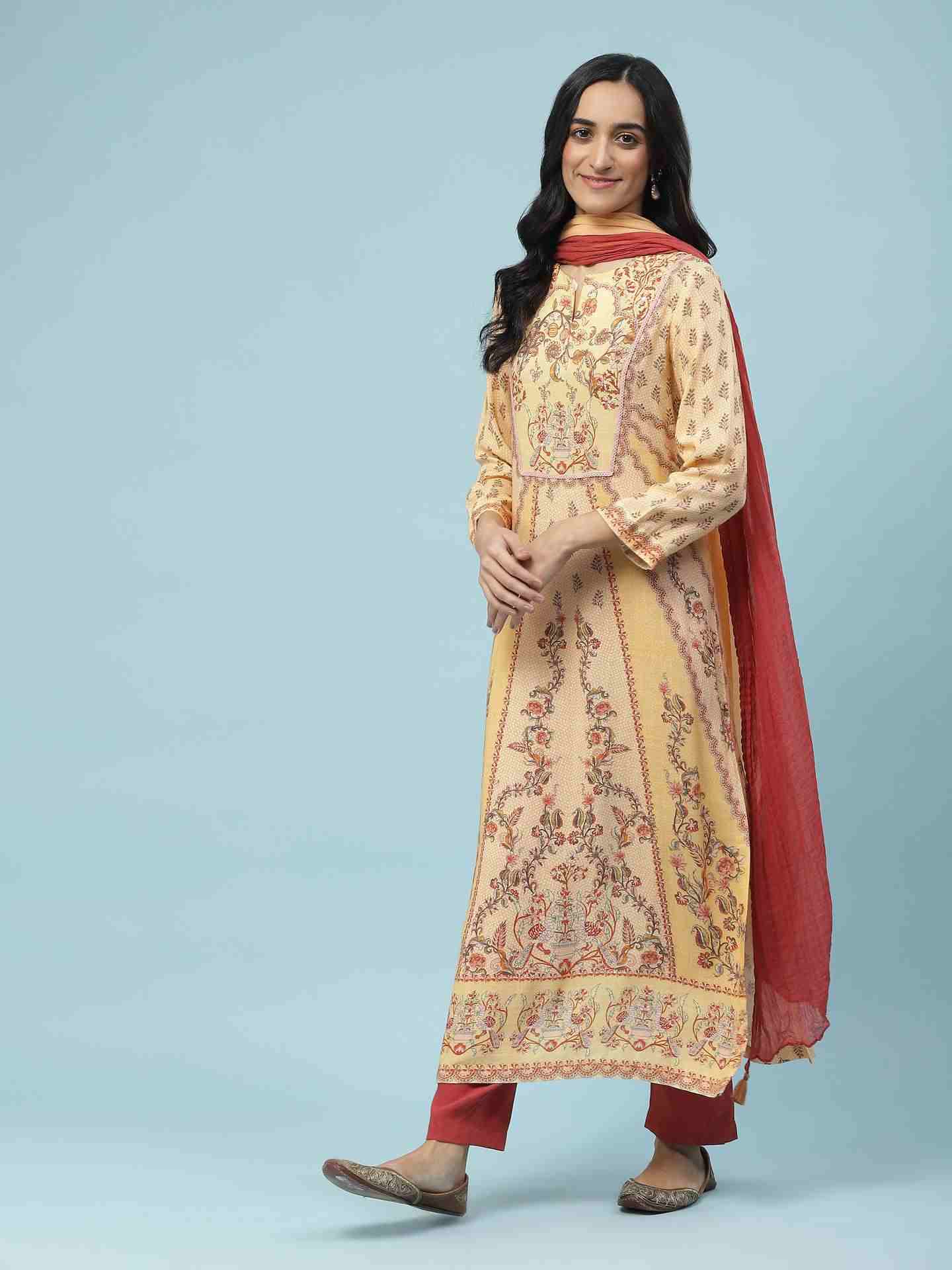 Yellow Kalamkari Suit Set