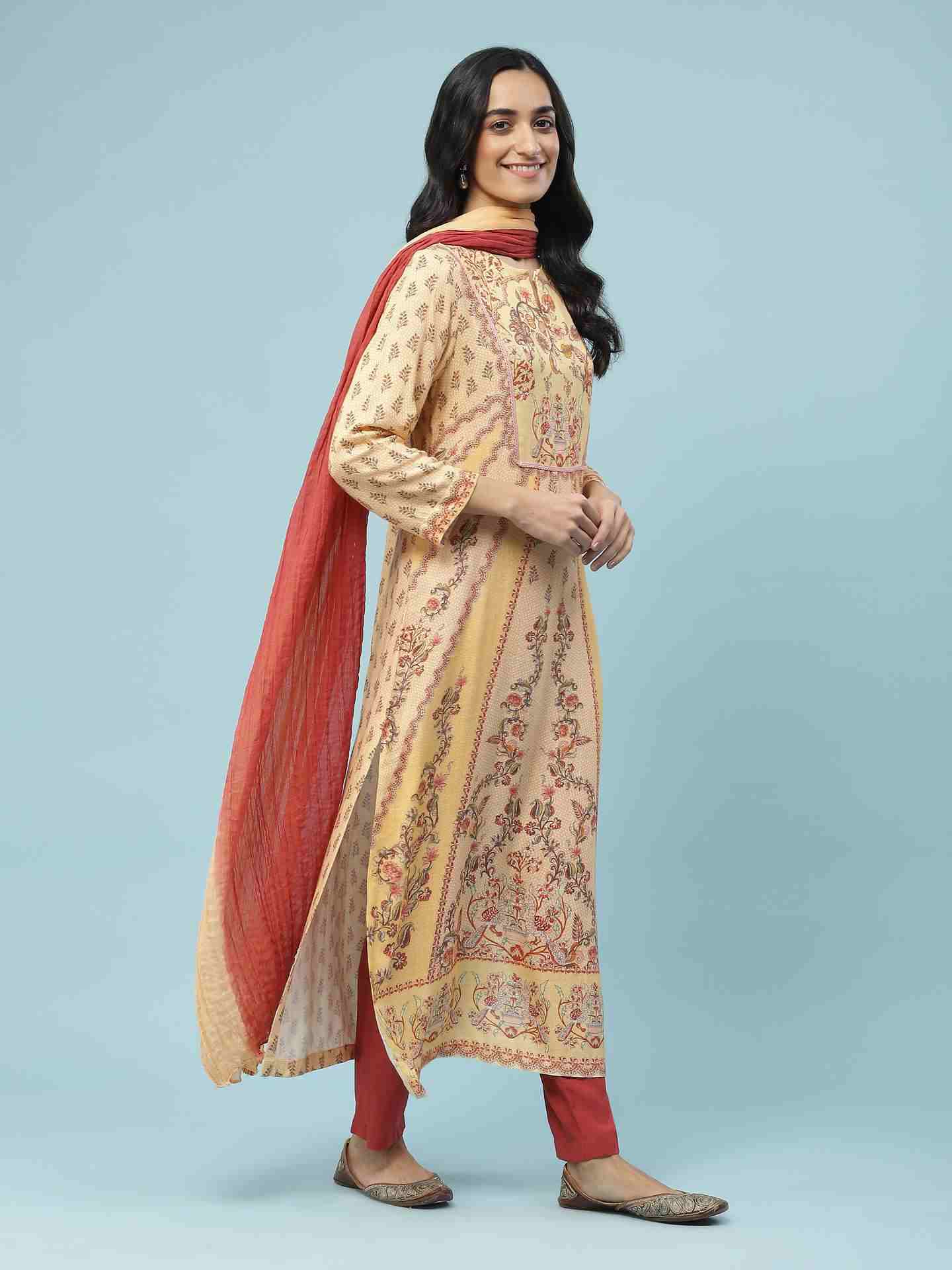 Yellow Kalamkari Suit Set