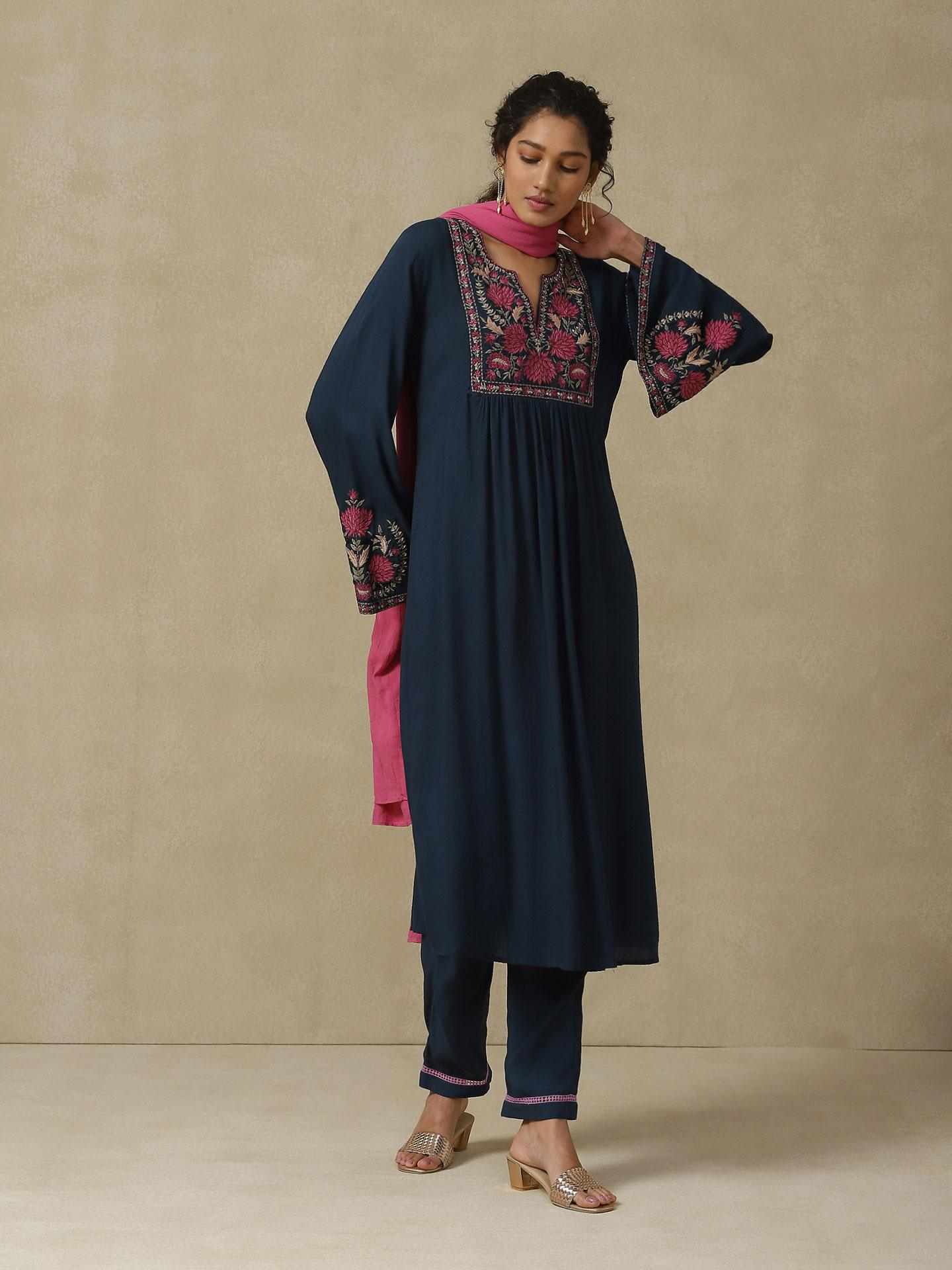 Navy Afnan Festive Suit Set