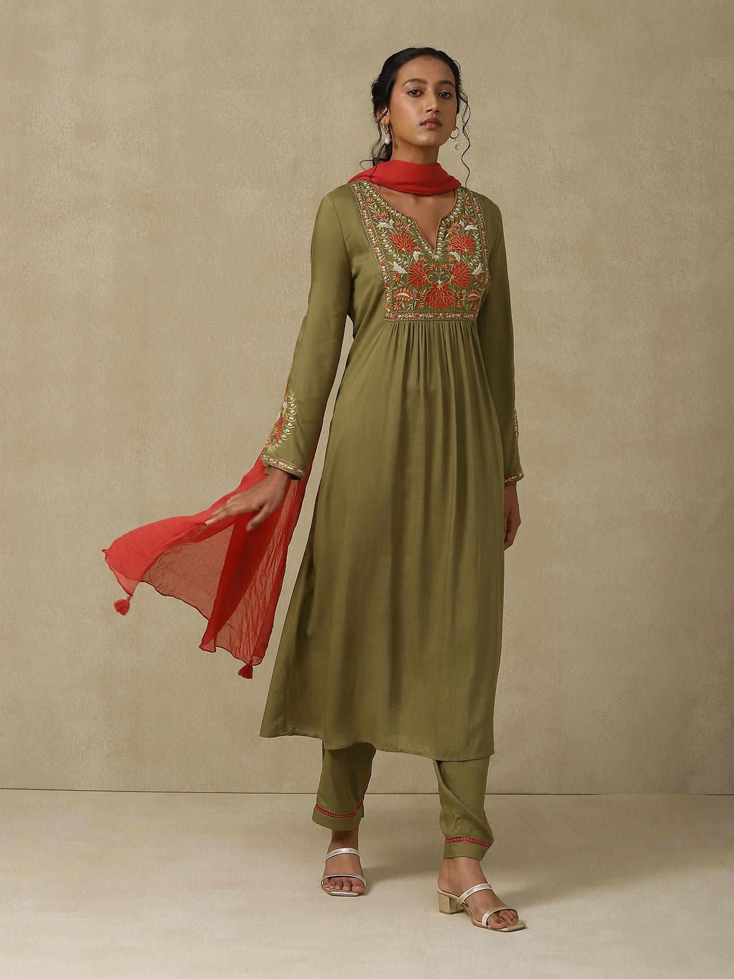 Olive Green Afnan Festive Suit Set