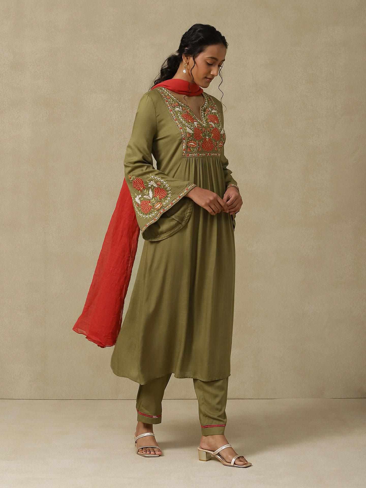 Olive Green Afnan Festive Suit Set